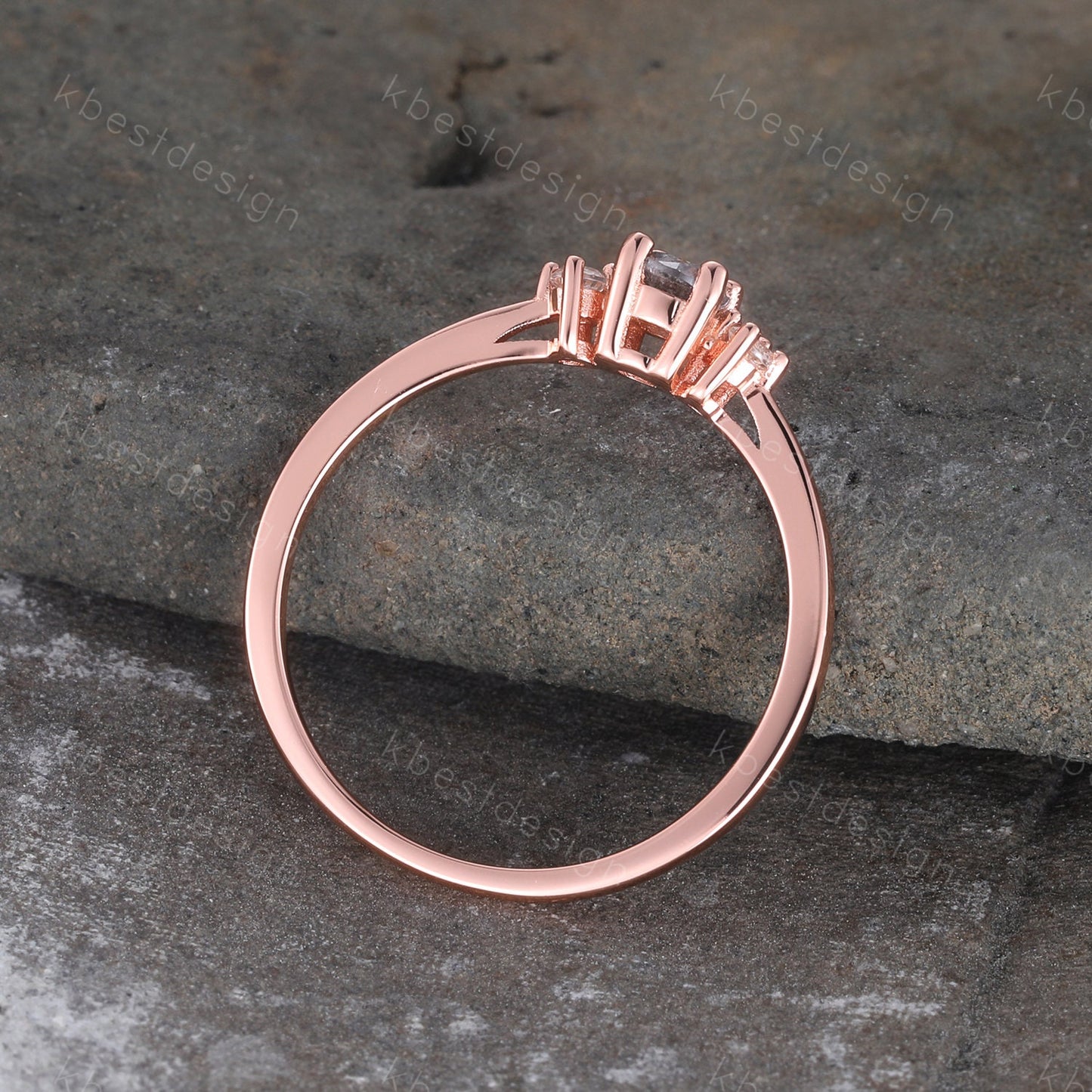 Salt and Pepper Diamond Engagement Ring Three Stone Ring Rose Gold Engagement Ring Dainty Ring Wedding Promise Anniversary Gift Solitaire