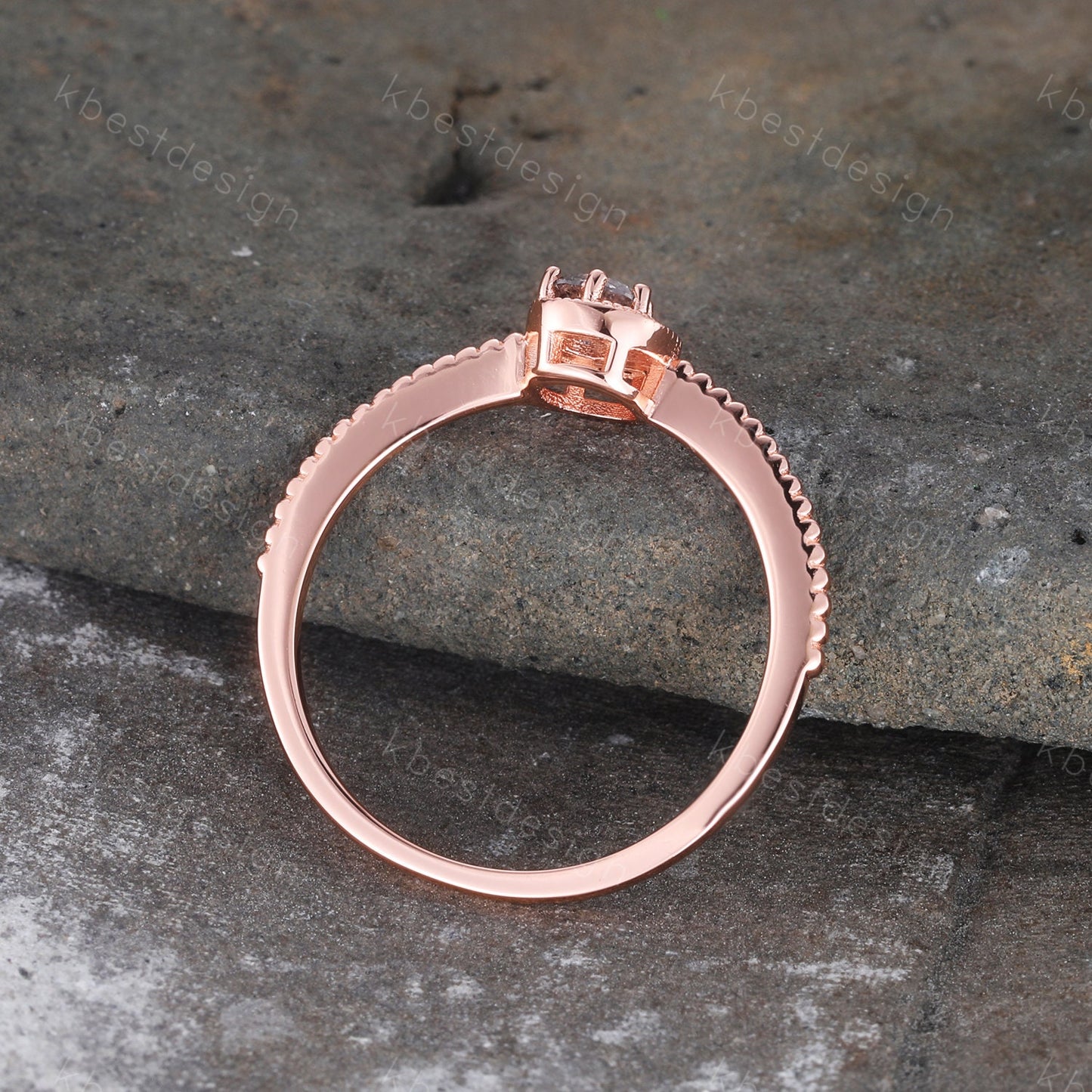 Vintage Salt and Pepper Diamond Engagement Ring Black Diamond Ring Unique Wedding Ring Rose Gold Ring Round Shaped Bridal Ring Promise Ring