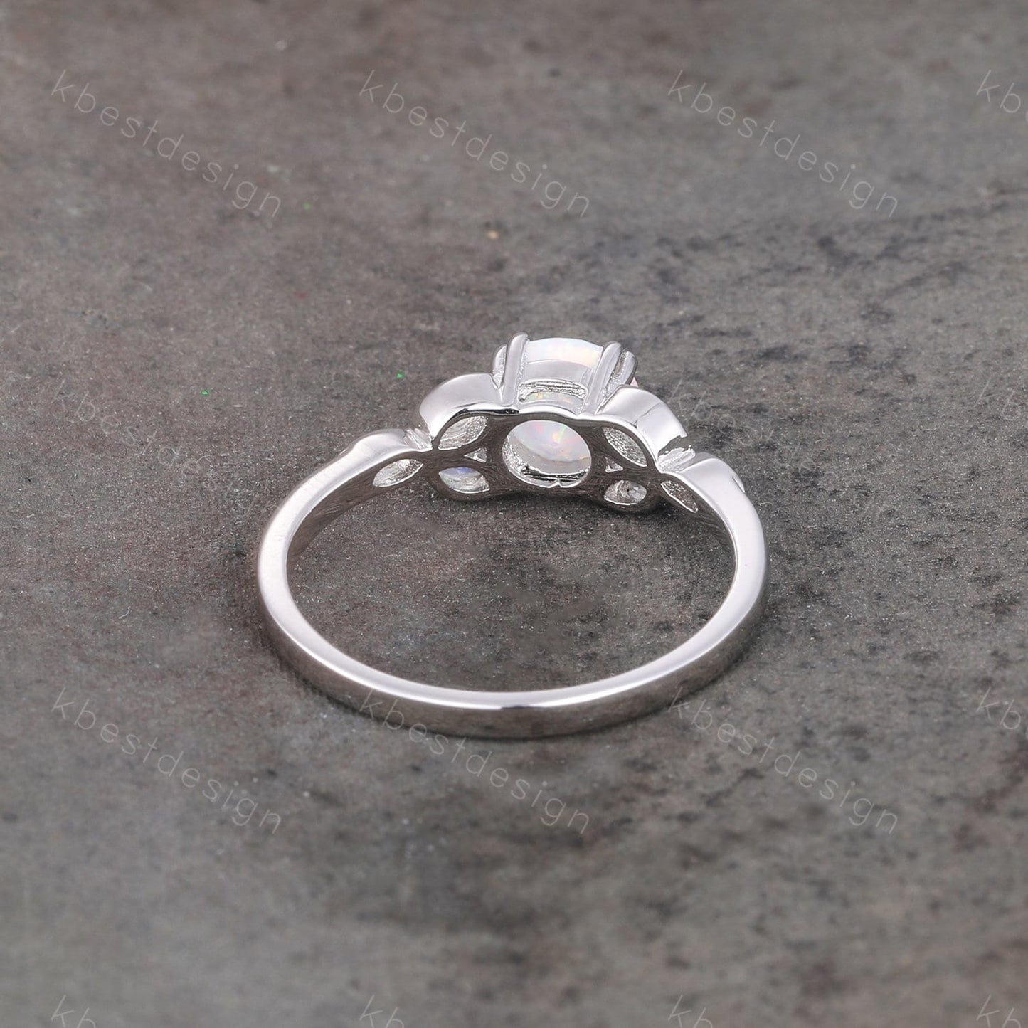 Vintage Opal Engagement Ring Marquise cut Moonstone Stone Ring White Gold Opal Ring Opal Rings for Women Promise Anniversary Ring