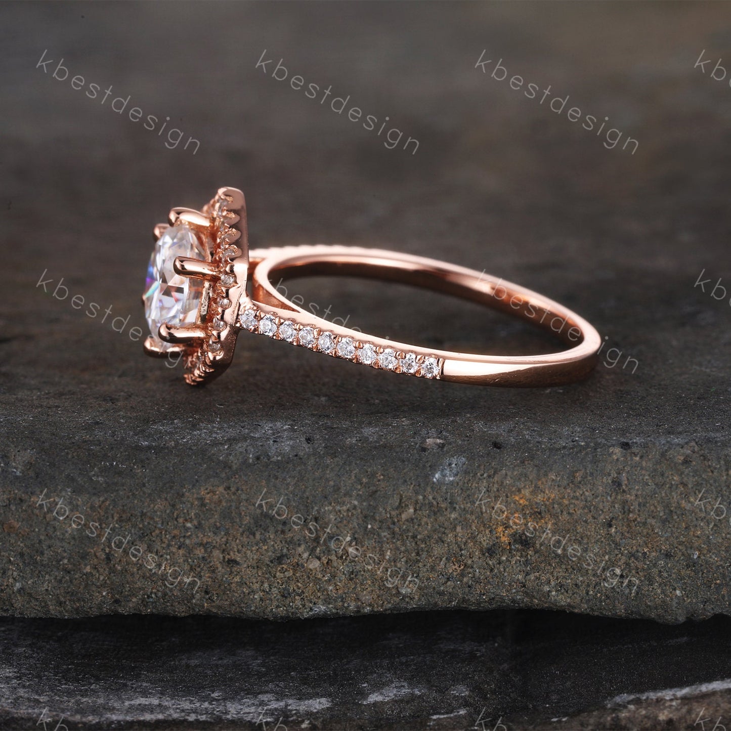 1.25 Carat Round Cut Simulated Diamond Engagement Ring Unique Hexagon Halo Wedding Ring CZ Engagement Ring Promise Ring Anniversary Ring