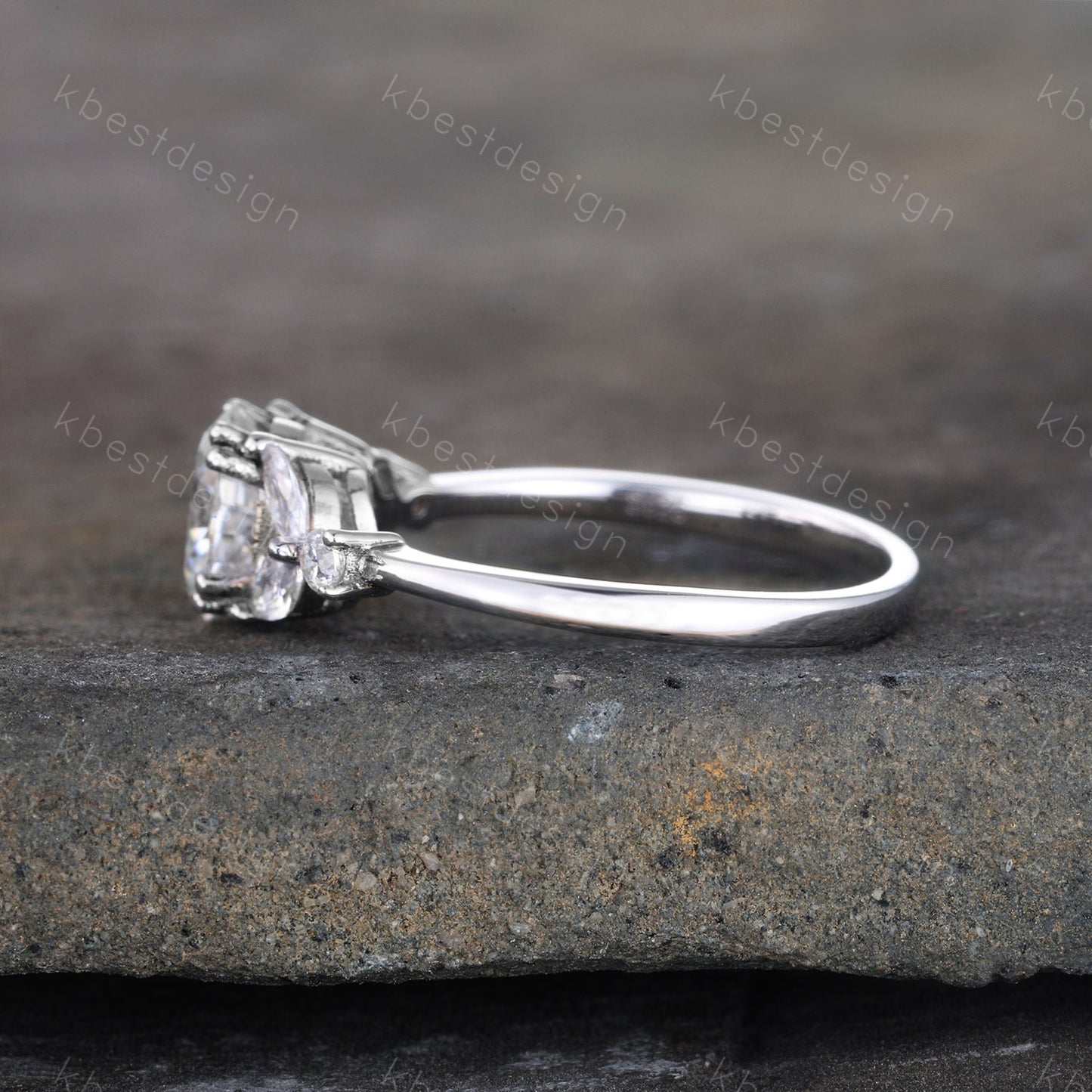 Oval cut Engagement Ring Sterling Silver Simulated Diamond Ring Unique Marquise cut Diamond cluster ring Bridal Promise Ring Gift for Women