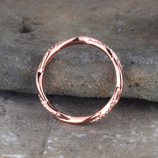 Rose Gold Twist Eternity Ring Infinity CZ Wedding Band Stacking Ring Twist Wedding Ring Minimalist Ring Bridal Handmade Ring Gift for her