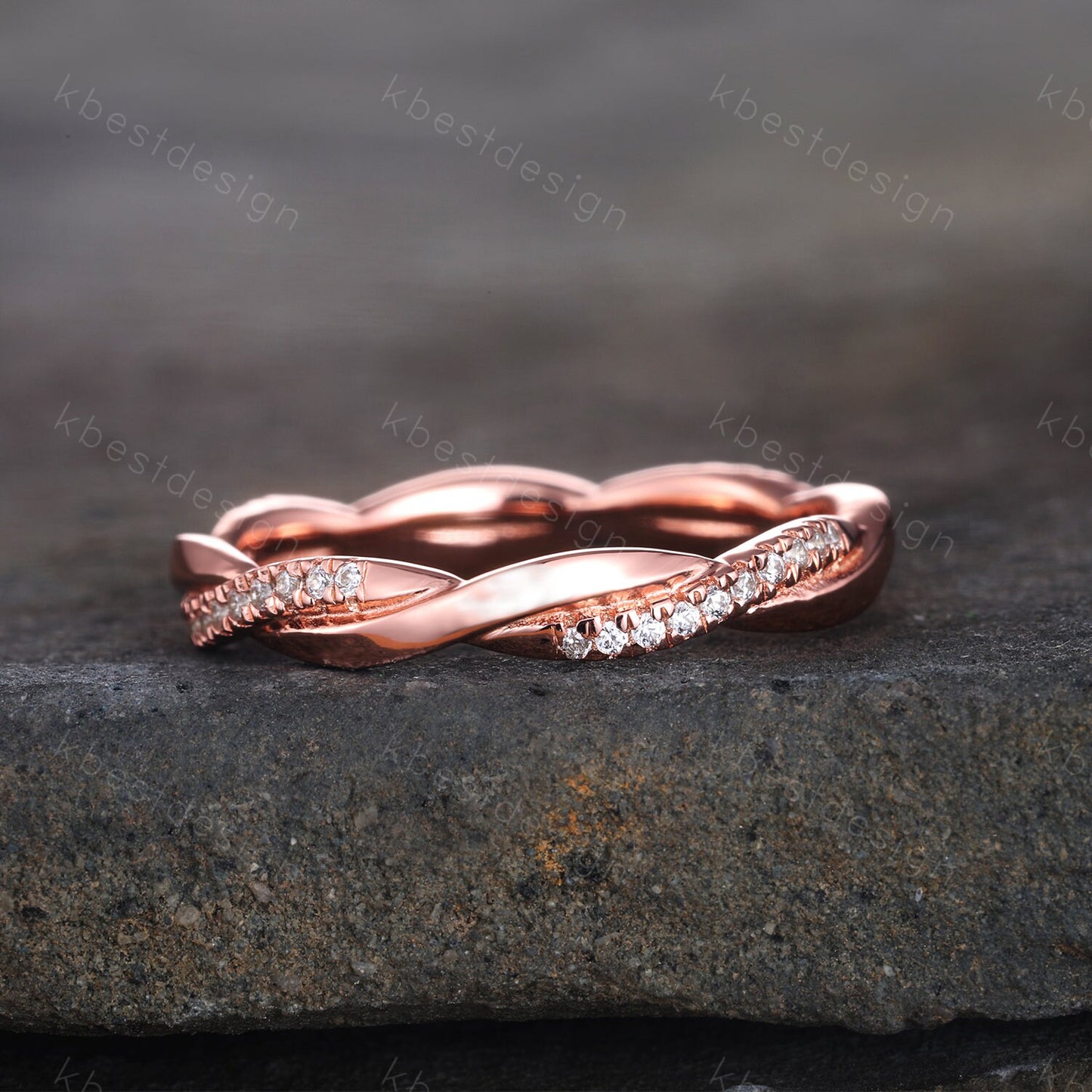 Rose Gold Twist Eternity Ring Infinity CZ Wedding Band Stacking Ring Twist Wedding Ring Minimalist Ring Bridal Handmade Ring Gift for her