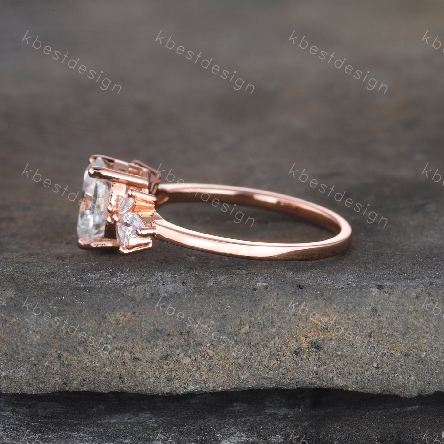 Oval Engagement Ring, Rose Gold Engagement Ring, Unique Marquise Cluster Ring, Oval Cut Ring, Promise ring, Rose Gold Wedding Ring