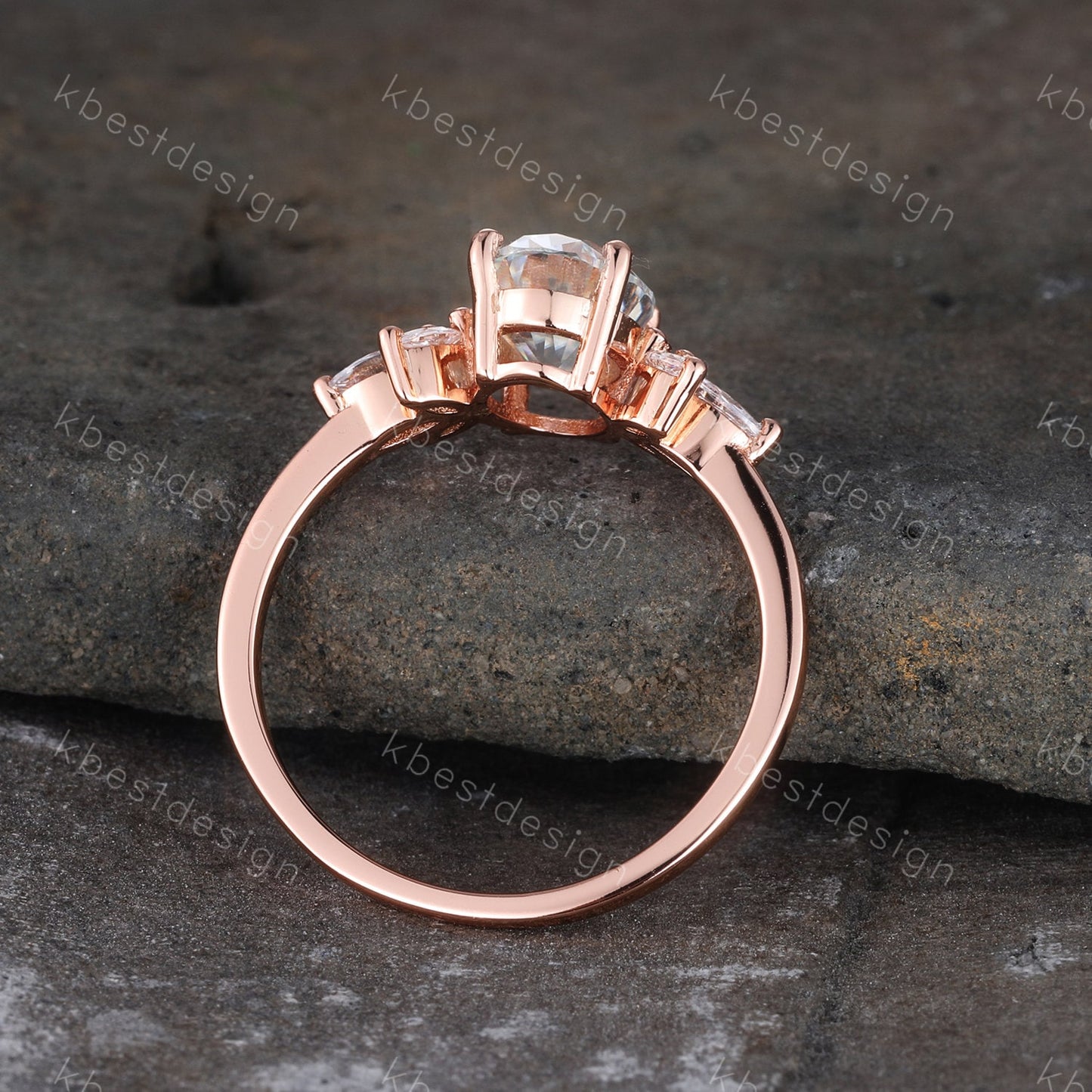 Oval Engagement Ring, Rose Gold Engagement Ring, Unique Marquise Cluster Ring, Oval Cut Ring, Promise ring, Rose Gold Wedding Ring