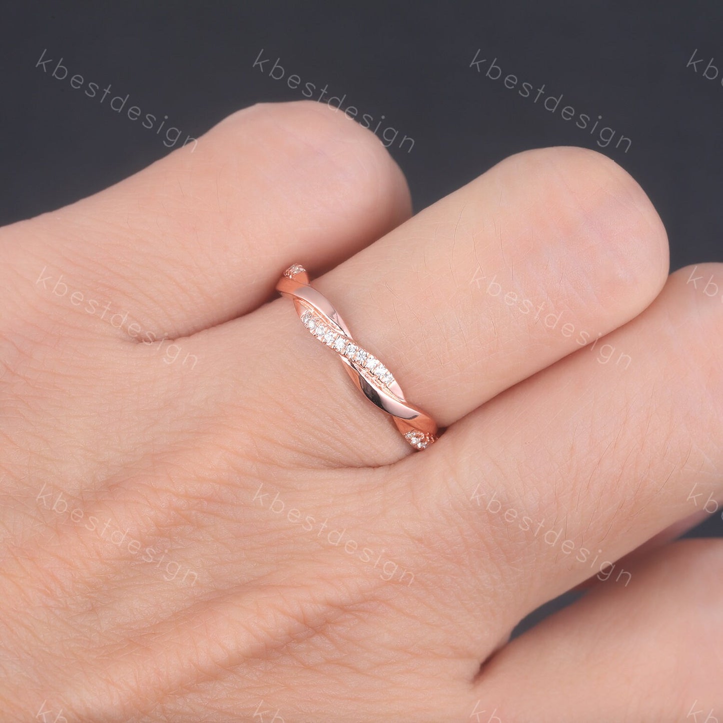 Rose Gold Twist Eternity Ring Infinity CZ Wedding Band Stacking Ring Twist Wedding Ring Minimalist Ring Bridal Handmade Ring Gift for her