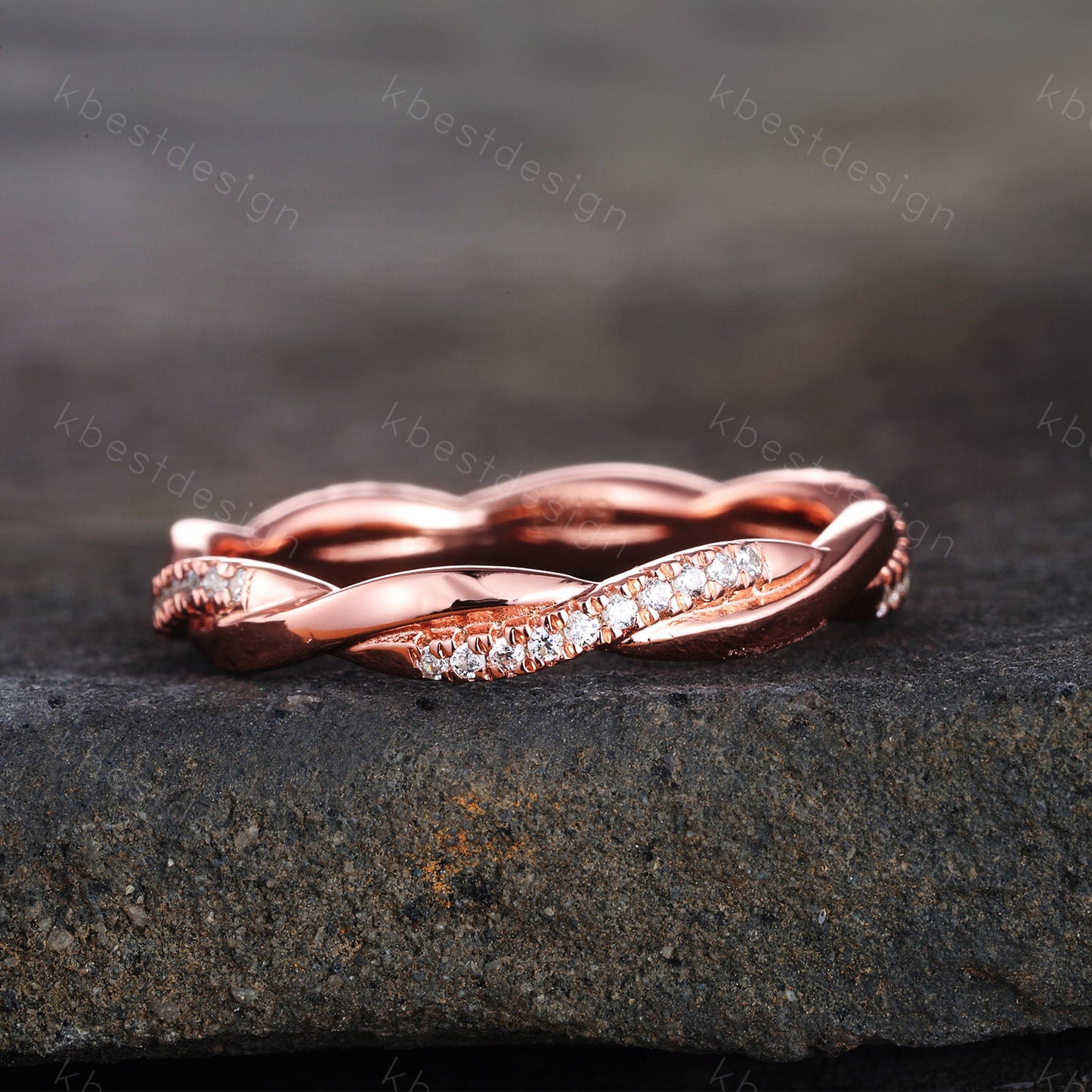 Rose Gold Twist Eternity Ring Infinity CZ Wedding Band Stacking Ring Twist Wedding Ring Minimalist Ring Bridal Handmade Ring Gift for her