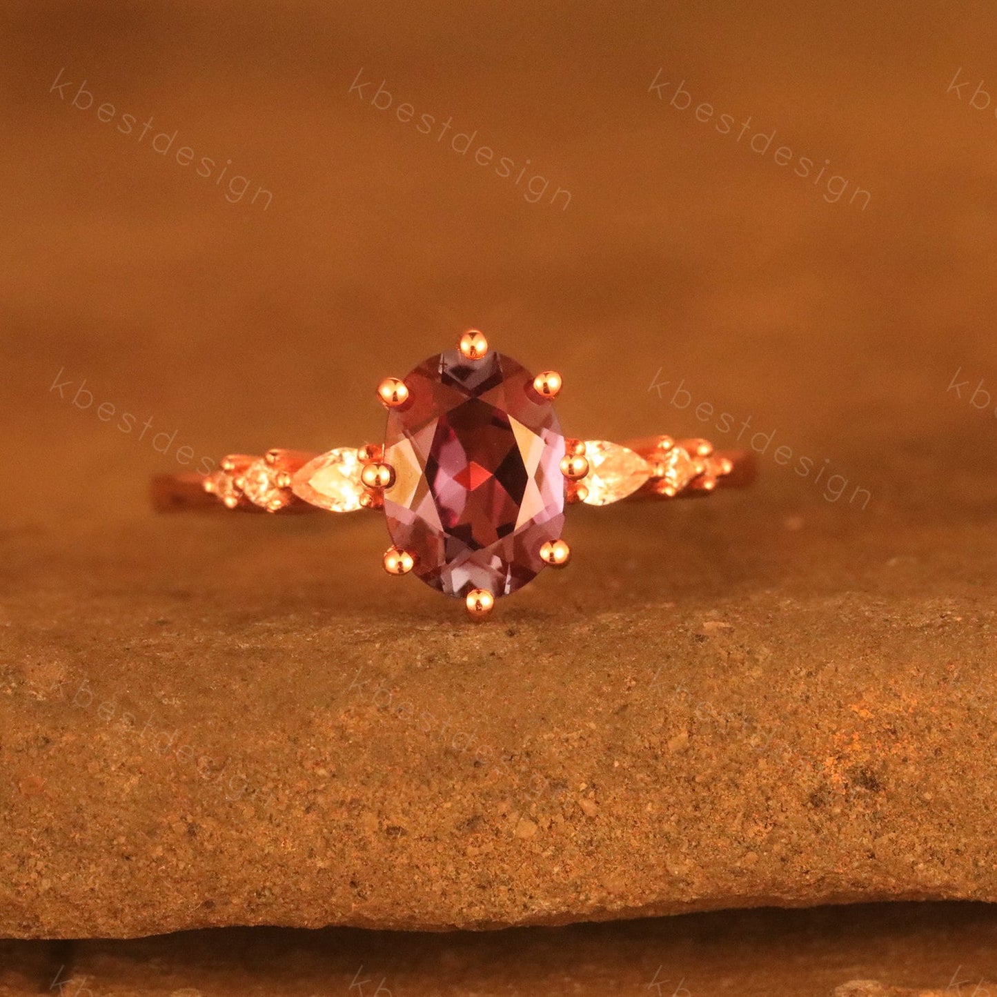 Oval alexandrite engagement ring, wedding ring, color changing stone ring, June birthstone ring, art deco bridal ring promise ring