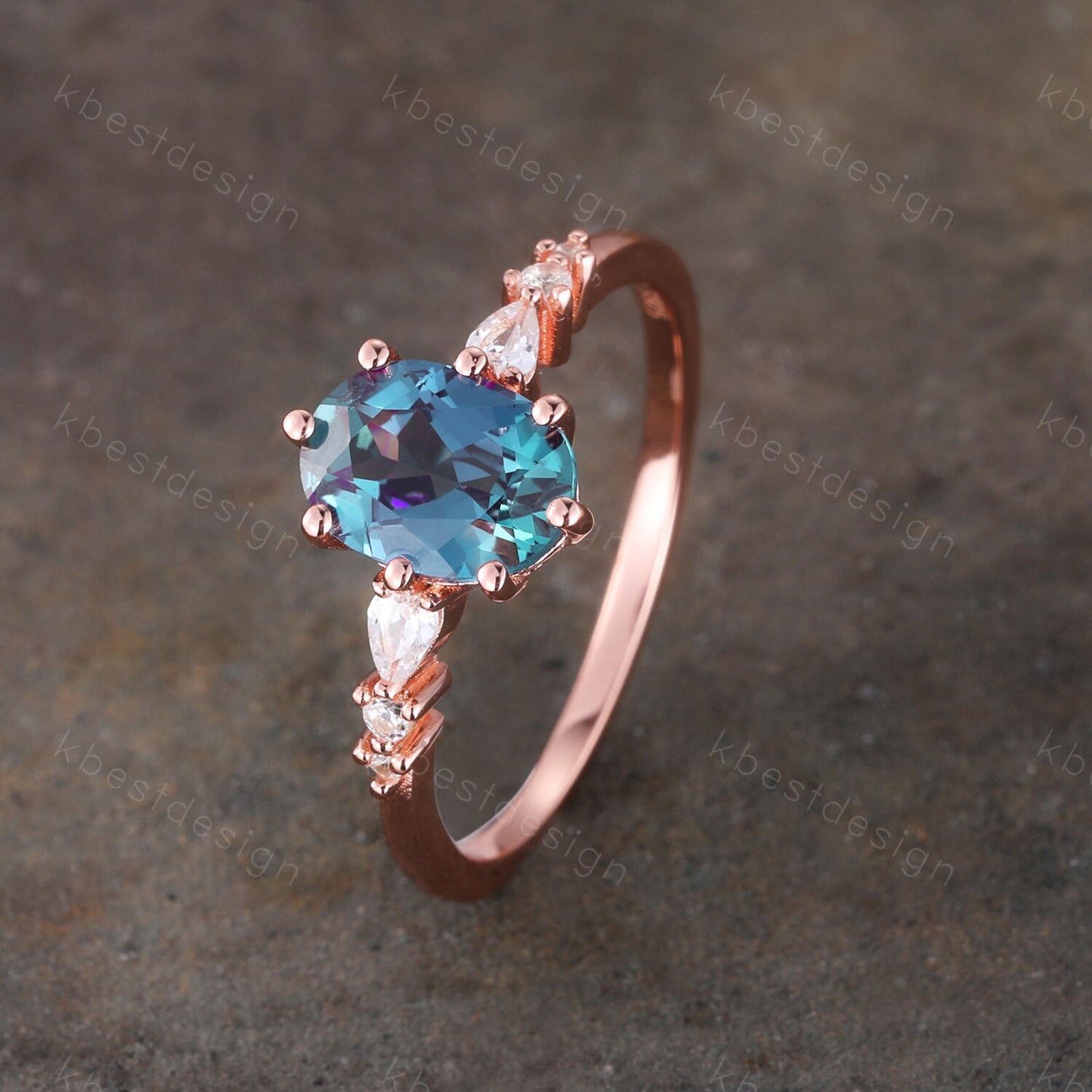 Oval alexandrite engagement ring, wedding ring, color changing stone ring, June birthstone ring, art deco bridal ring promise ring