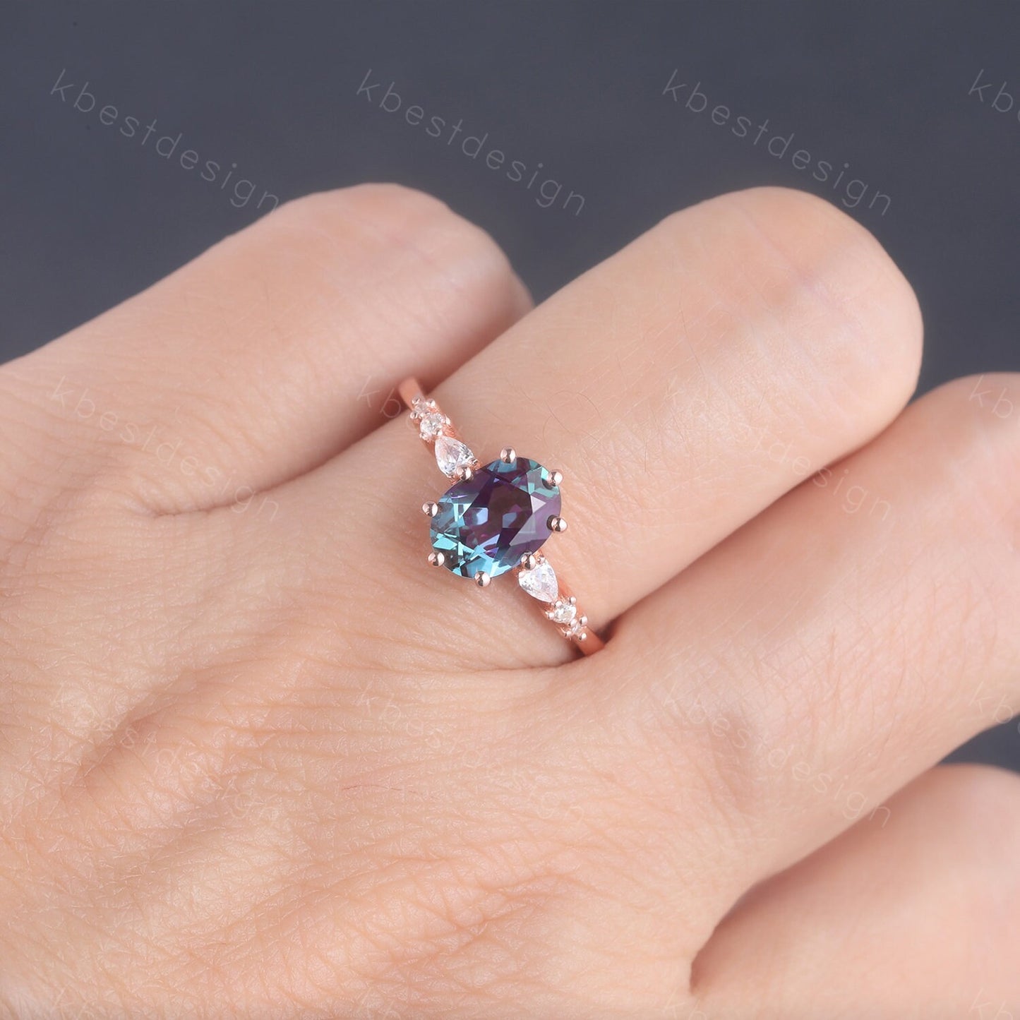 Oval alexandrite engagement ring, wedding ring, color changing stone ring, June birthstone ring, art deco bridal ring promise ring