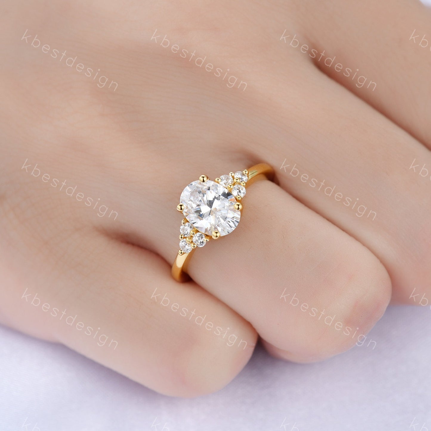 1.5 CT Oval Engagement Ring, Vintage Unique Rose Gold Engagement Ring, Cluster Wedding Ring, Diamond Simulant, Promise Ring, Gift for her