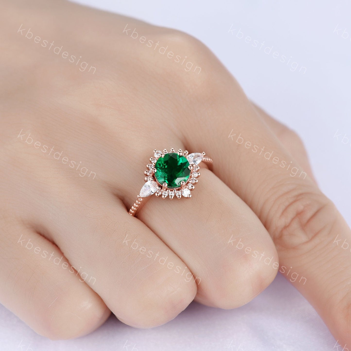 Emerald Ring, Vintage Emerald Engagement Ring, Rose Gold Emerald Ring, May Birthstone, Antique Promise Ring, Anniversary Gift For Her