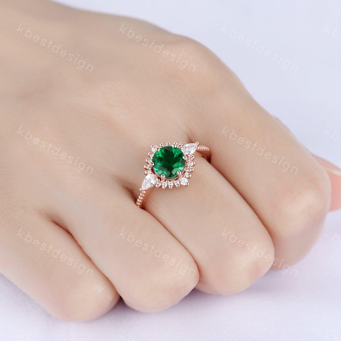 Emerald Ring, Vintage Emerald Engagement Ring, Rose Gold Emerald Ring, May Birthstone, Antique Promise Ring, Anniversary Gift For Her