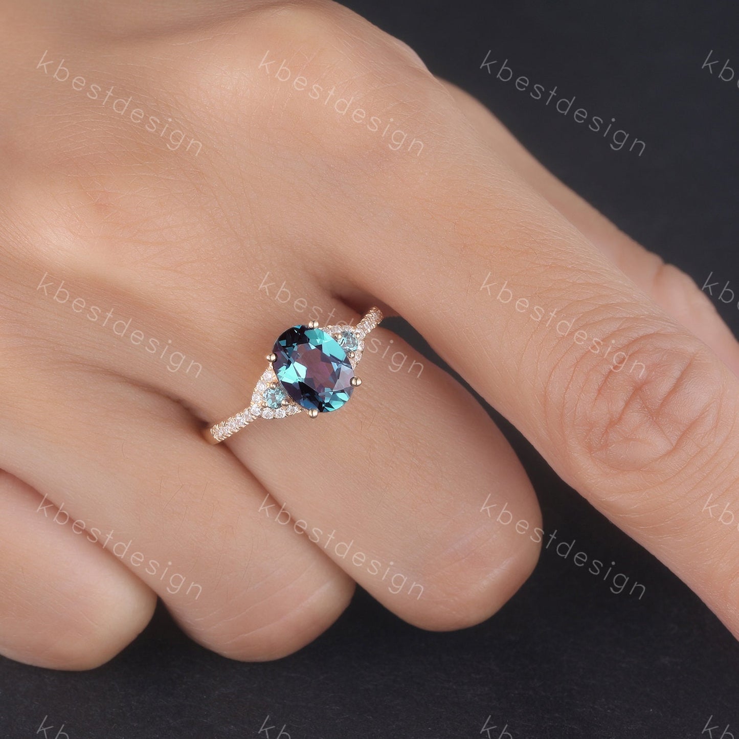 Oval Alexandrite Engagement Ring Solid Yellow Gold Alexandrite Ring Dainty Ring June Birthstone Ring Promise Ring Anniversary Ring