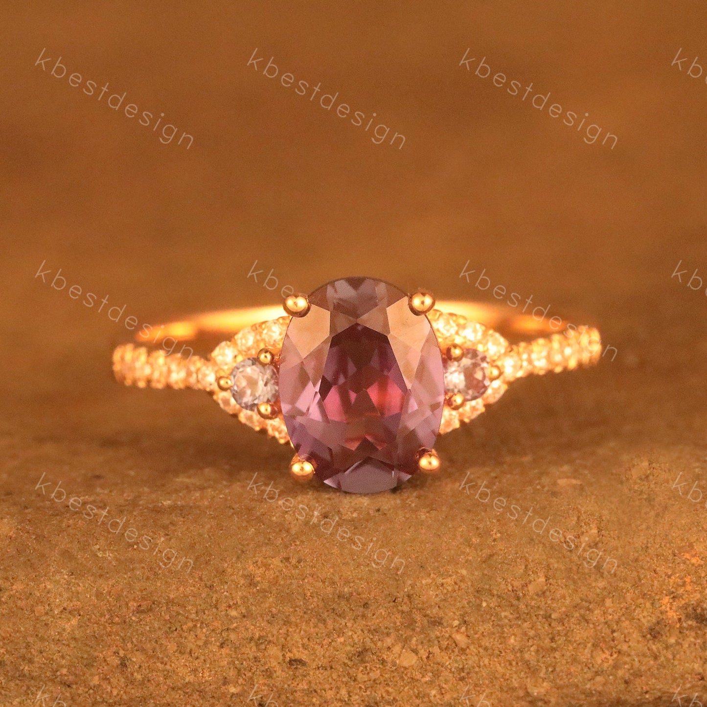 Oval Alexandrite Engagement Ring Solid Yellow Gold Alexandrite Ring Dainty Ring June Birthstone Ring Promise Ring Anniversary Ring
