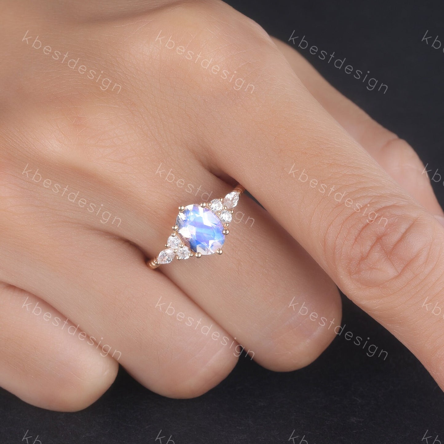 Vintage Moonstone Engagement Ring Art Deco Wedding Ring Unique Eternity Twist Band Yellow Gold Moonstone Ring Bridal Anniversary Ring