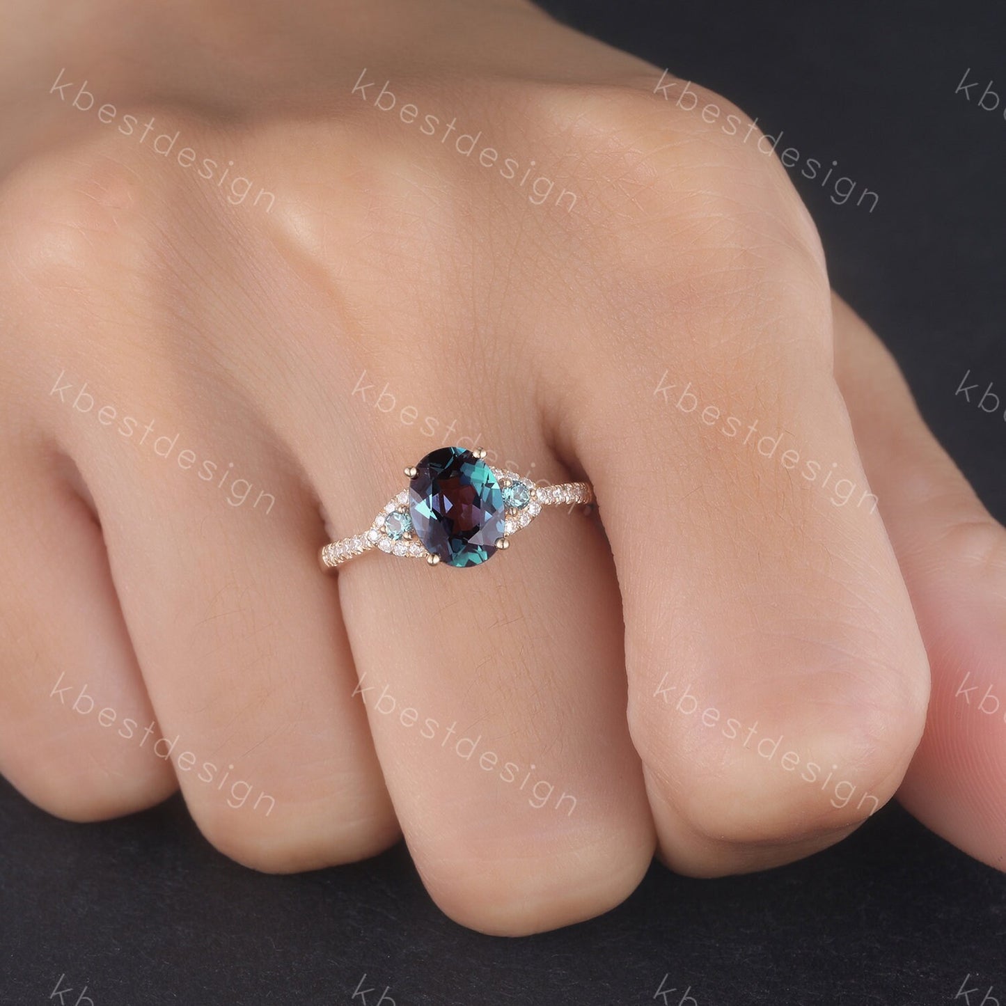 Oval Alexandrite Engagement Ring Solid Yellow Gold Alexandrite Ring Dainty Ring June Birthstone Ring Promise Ring Anniversary Ring