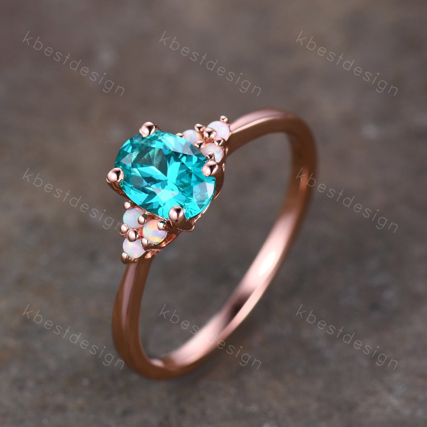Unique Garnet Engagement Ring / Garnet Opal Wedding Ring / Yttrium Aluminum Garnet Ring / Dainty Opal Cluster Bridal Promise Ring/Rose Gold