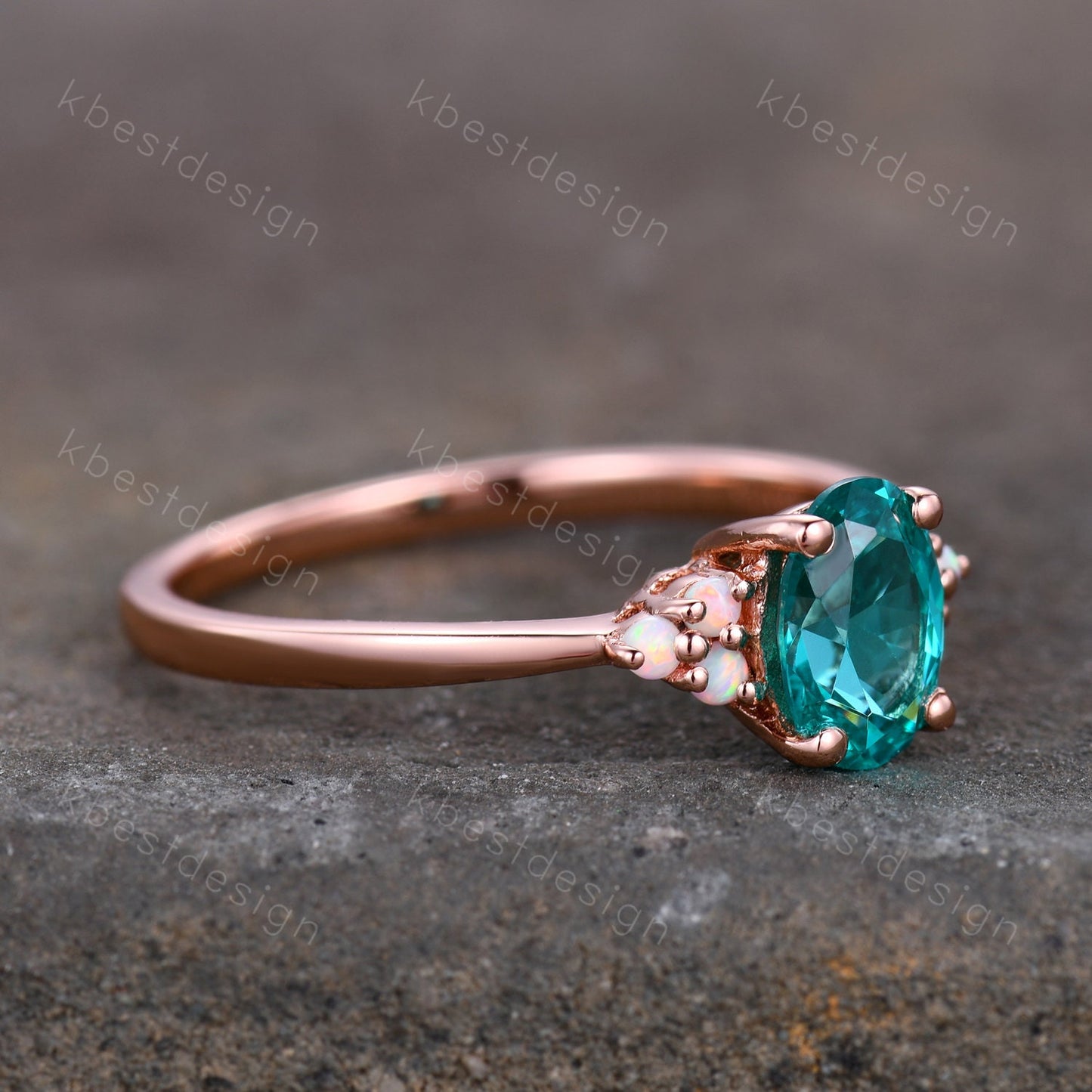 Unique Garnet Engagement Ring / Garnet Opal Wedding Ring / Yttrium Aluminum Garnet Ring / Dainty Opal Cluster Bridal Promise Ring/Rose Gold