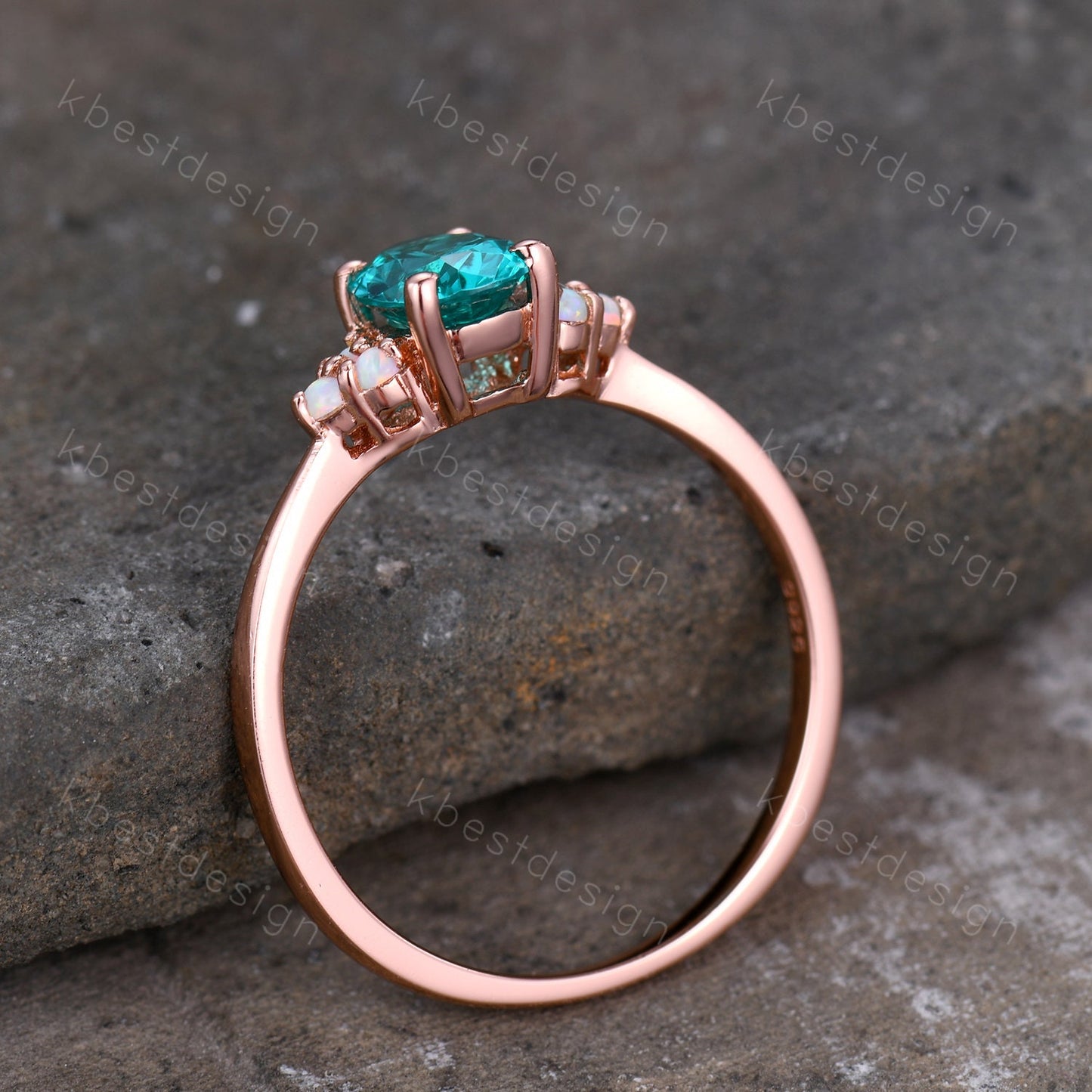Unique Garnet Engagement Ring / Garnet Opal Wedding Ring / Yttrium Aluminum Garnet Ring / Dainty Opal Cluster Bridal Promise Ring/Rose Gold