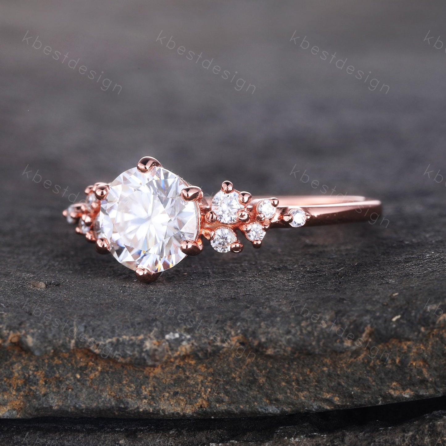 Round Engagement Ring, Rose Gold Wedding Rings, High Quality Cubic Zirconia Wedding Ring Set, Art Deco Wedding Ring, Bridal Promise Ring