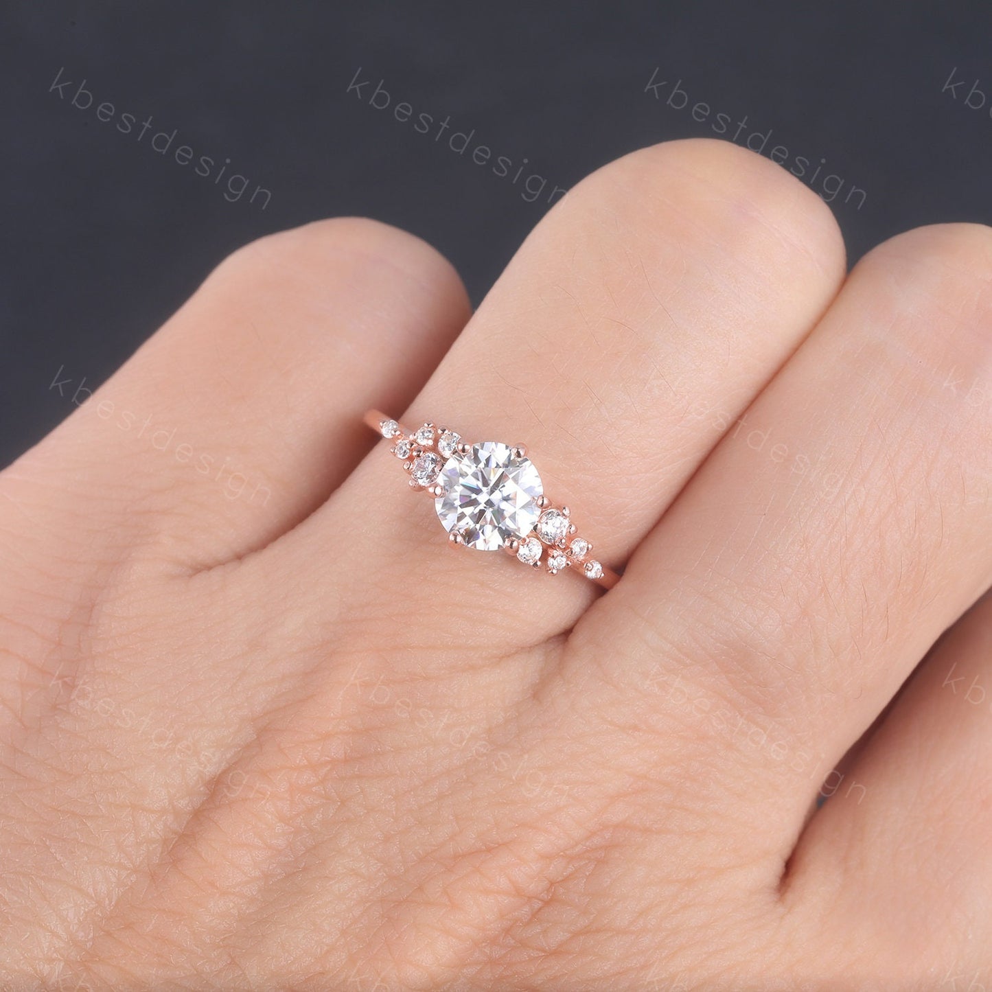 1 CT Brilliant Round Cut Engagement Ring, Unique Cluster Wedding Ring, Rose Gold CZ Engagement Ring, Promise Ring, Dainty Ring, Gift for Her