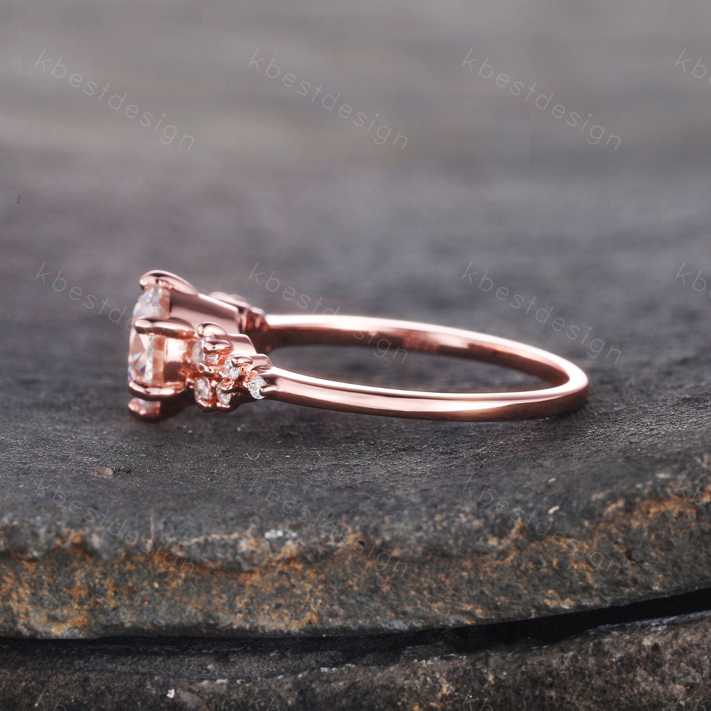 1 CT Brilliant Round Cut Engagement Ring, Unique Cluster Wedding Ring, Rose Gold CZ Engagement Ring, Promise Ring, Dainty Ring, Gift for Her