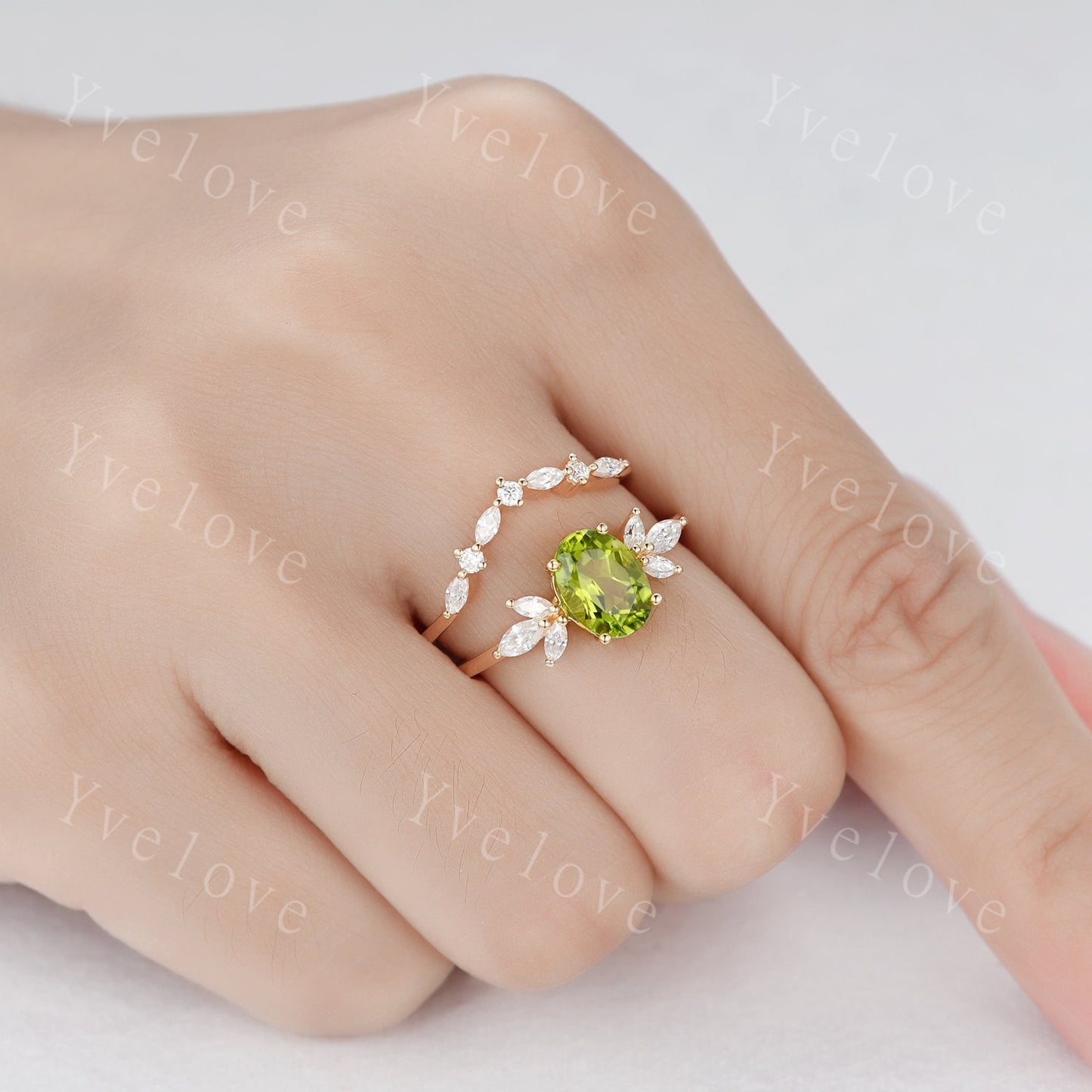 Custom order for SwiftAfro, 18k gold, center stone oval peridot and all side stone citrine stones