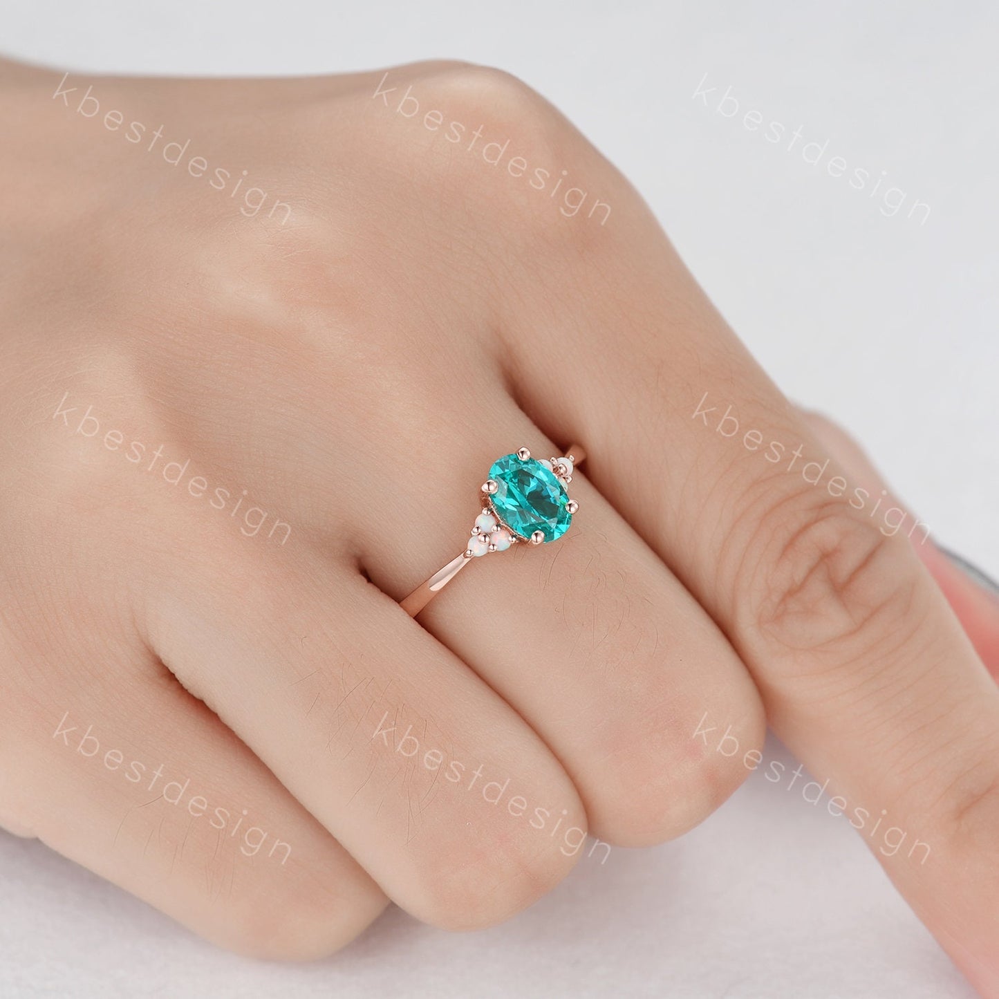 Unique Garnet Engagement Ring / Garnet Opal Wedding Ring / Yttrium Aluminum Garnet Ring / Dainty Opal Cluster Bridal Promise Ring/Rose Gold