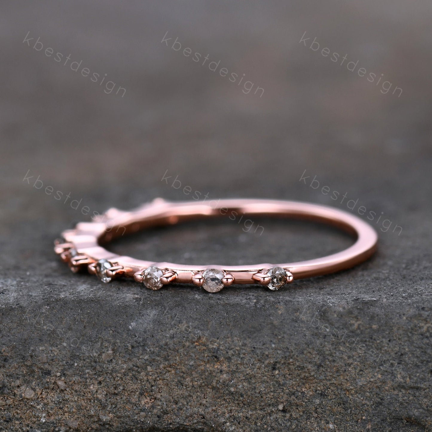 Dainty Salt and Pepper Diamond Ring Delicate Rose Gold Wedding Ring April Birthstone Diamond Gold Ring Minimalist Ring Anniversary Ring