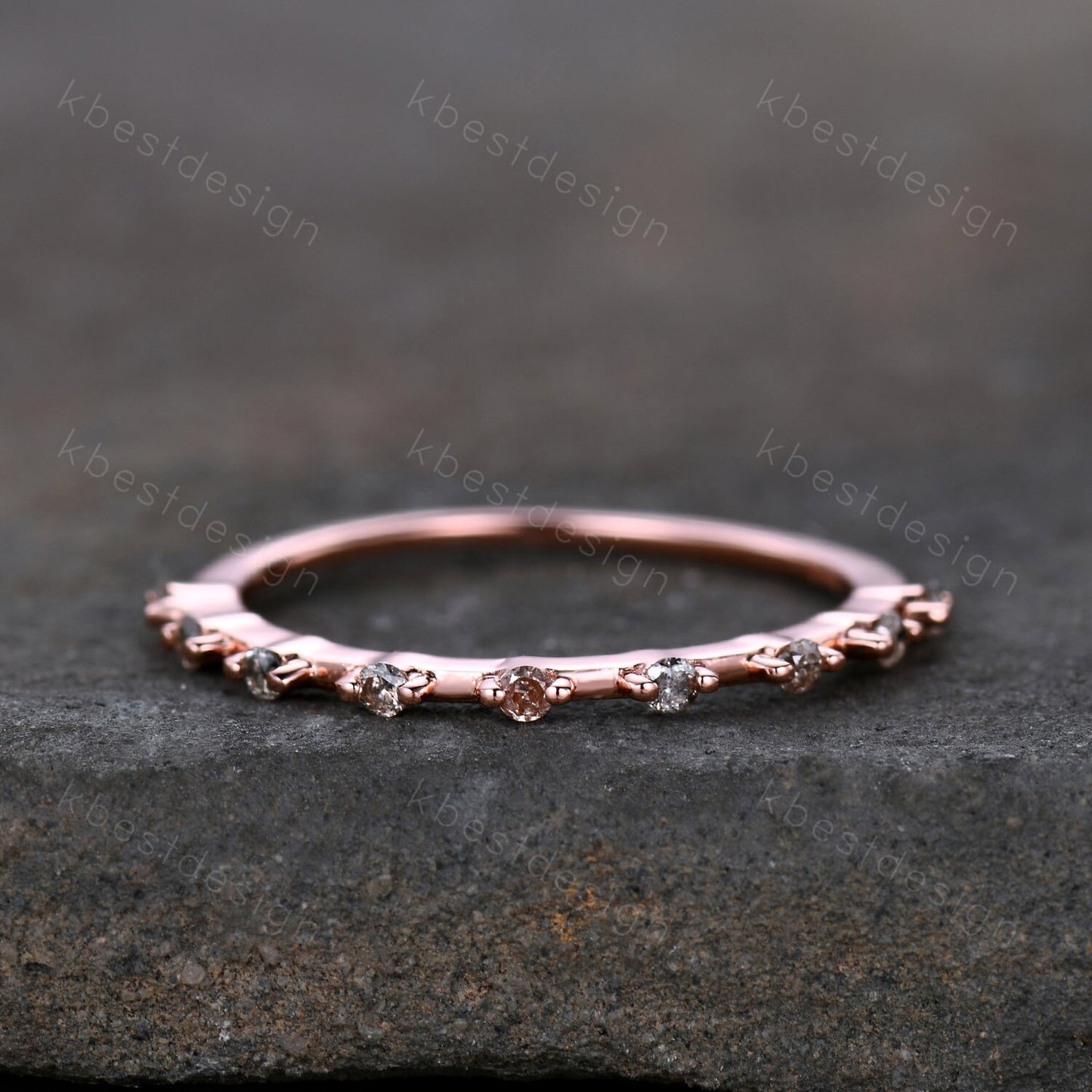 Dainty Salt and Pepper Diamond Ring Delicate Rose Gold Wedding Ring April Birthstone Diamond Gold Ring Minimalist Ring Anniversary Ring