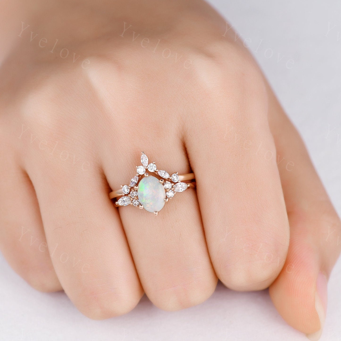 Dainty Natural Oval Cut Opal Ring, Opal Stacking Ring,White Opal Ring,Rose Gold Opal Ring,Delicate Opal Ring,Twisted Band,Bridesmaid Gift