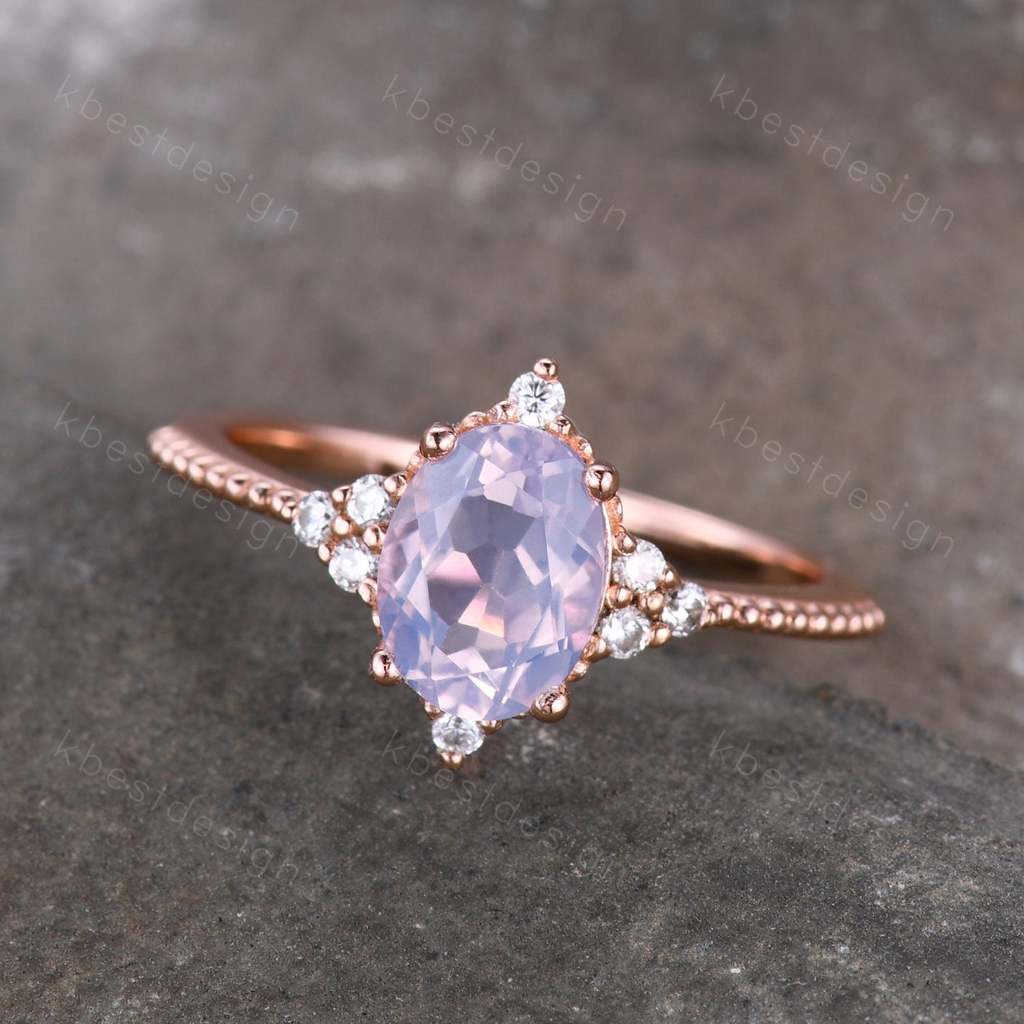 Lavender Amethyst Dainty Ring for Women Rose Gold Oval Amethyst Engagement Ring Natural purple Amethyst Ring Bridal Promise Ring Gift