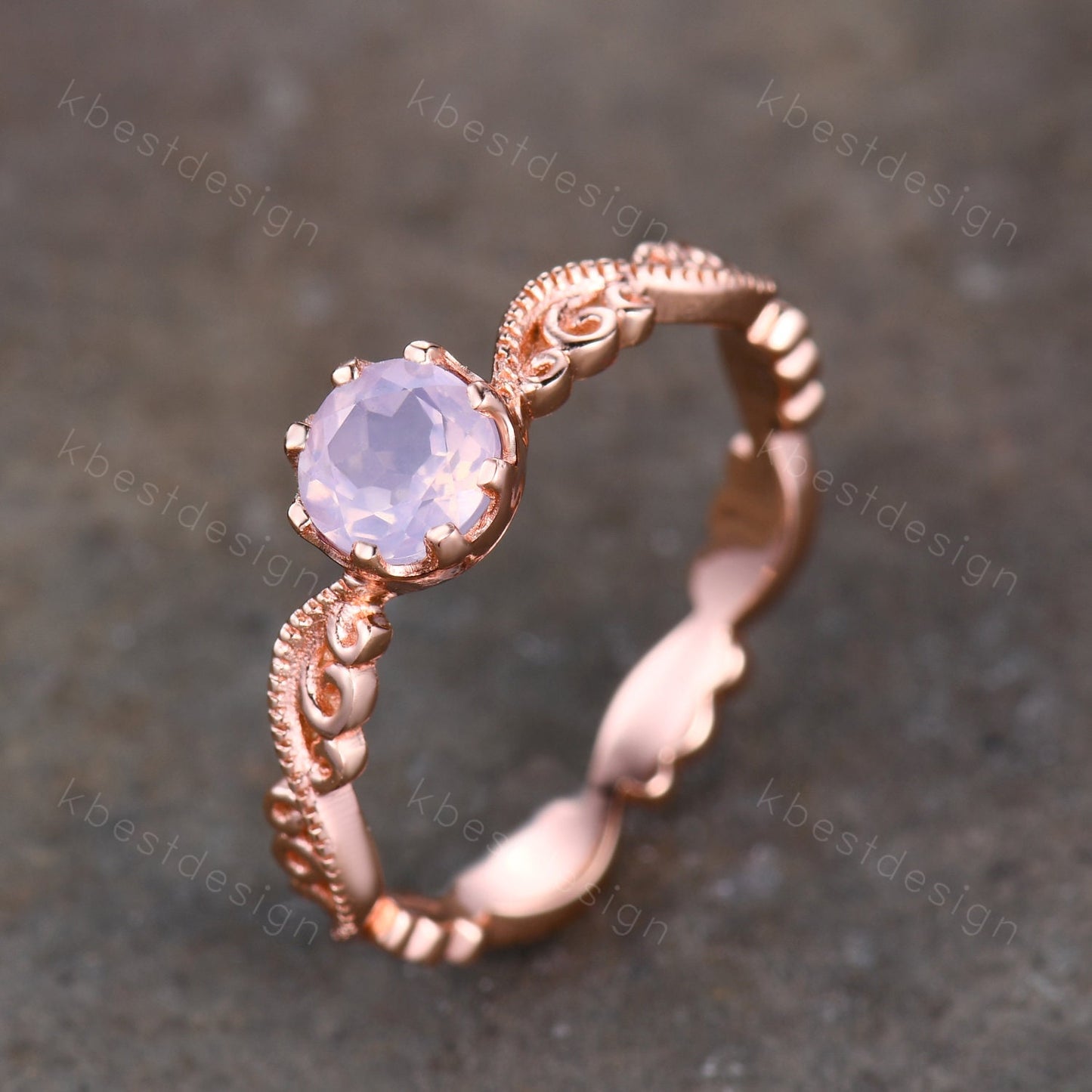 Antique Lavender Amethyst Ring Rose Gold Amethyst Engagement Ring Unique Filigree Wedding Ring for Women Vintage Bridal Promise Ring