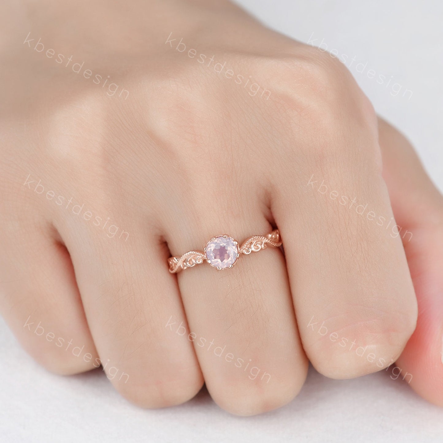 Antique Lavender Amethyst Ring Rose Gold Amethyst Engagement Ring Unique Filigree Wedding Ring for Women Vintage Bridal Promise Ring