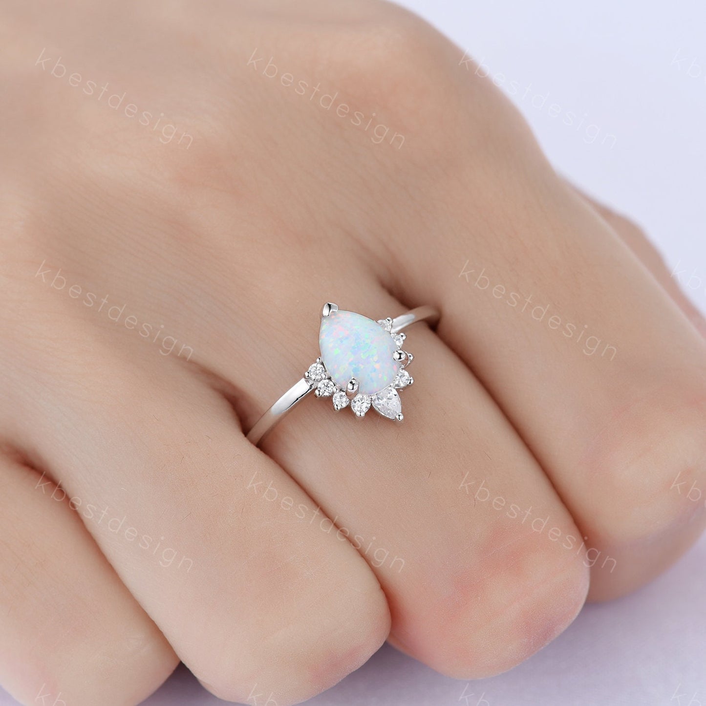 White Opal Ring, Pear Shaped Opal Engagement Ring, Yellow Gold Ring for Women, Opal Solitaire Ring, Unique Bridal Wedding Ring, Promise
