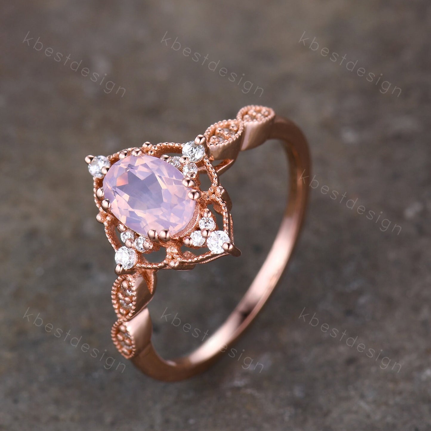 Vintage Lavender Amethyst Ring Rose Gold Oval Cut Amethyst Engagement Ring Unique Art Deco Bridal Wedding Ring February Birthstone Ring