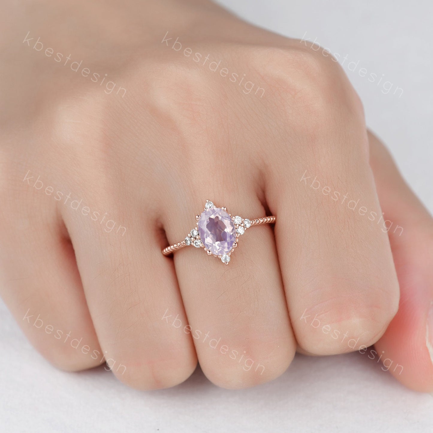 Lavender Amethyst Dainty Ring for Women Rose Gold Oval Amethyst Engagement Ring Natural purple Amethyst Ring Bridal Promise Ring Gift