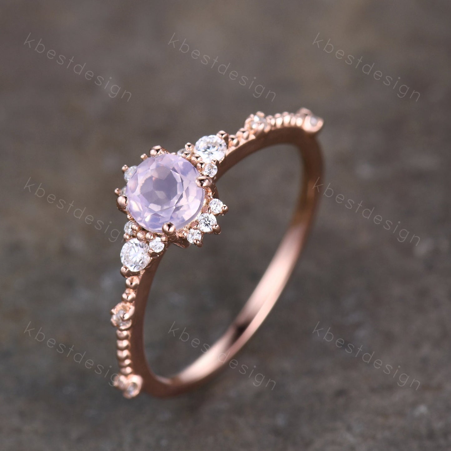 Dainty Rose Gold Lavender Amethyst Engagement Ring Unique Art Deco Amethyst Ring For Women February Birthstone Ring Wedding Promise Ring