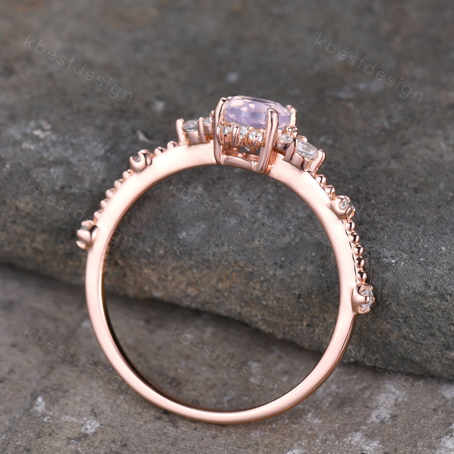 Dainty Rose Gold Lavender Amethyst Engagement Ring Unique Art Deco Amethyst Ring For Women February Birthstone Ring Wedding Promise Ring