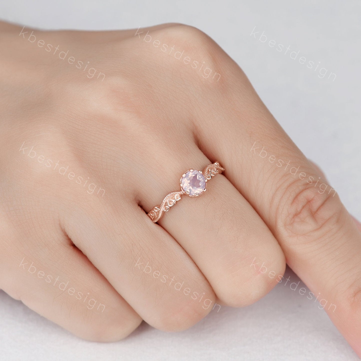Antique Lavender Amethyst Ring Rose Gold Amethyst Engagement Ring Unique Filigree Wedding Ring for Women Vintage Bridal Promise Ring