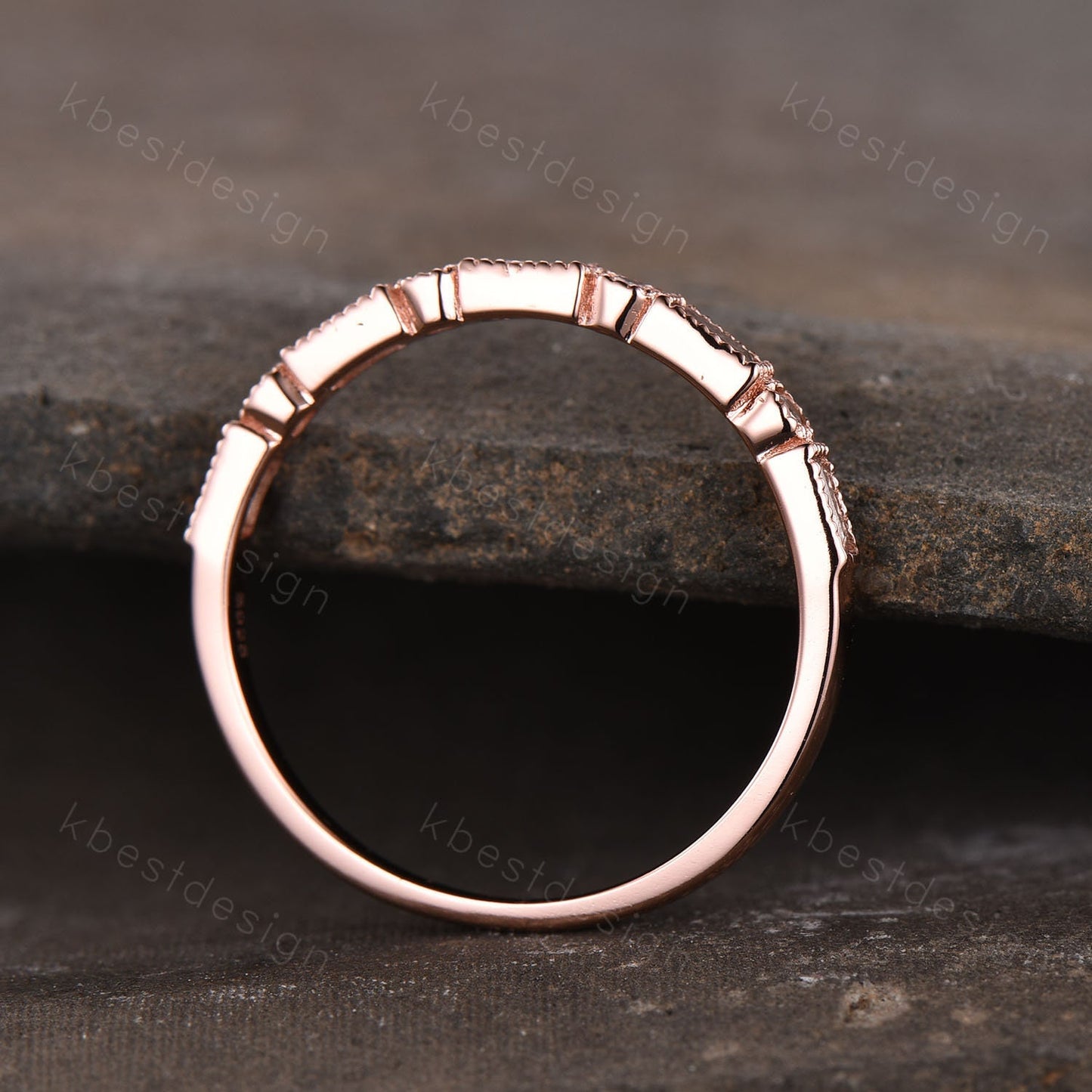 Aquamarine Ring, Women Rose Gold Wedding Band, Half Eternity Aquamarine Opal Band, Art Deco Stacking Matching Band, Anniversary Ring