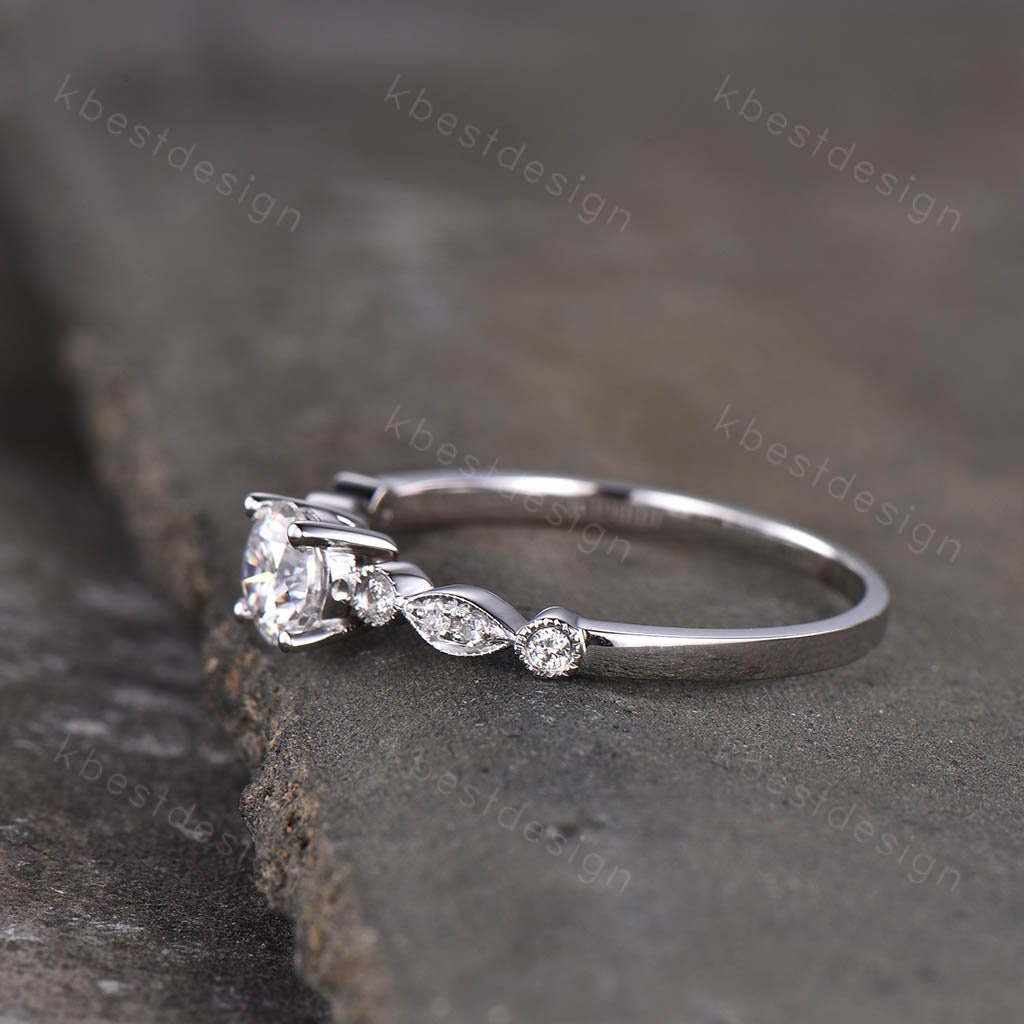 Rose Gold Engagement Ring, Dainty Ring, Promise Ring, CZ Engagement Ring, High Quality CZ Wedding Ring, Diamond Simulant Ring, Art Deco