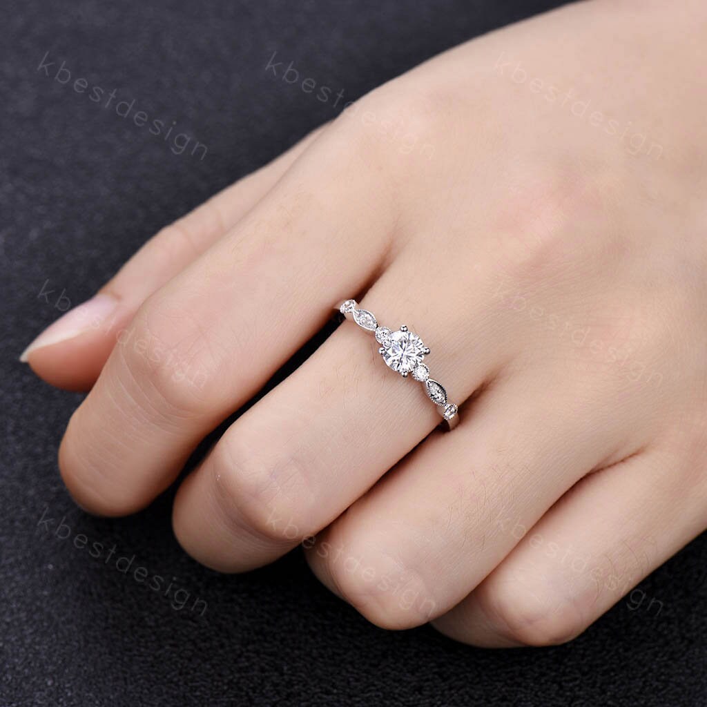 Rose Gold Engagement Ring, Dainty Ring, Promise Ring, CZ Engagement Ring, High Quality CZ Wedding Ring, Diamond Simulant Ring, Art Deco