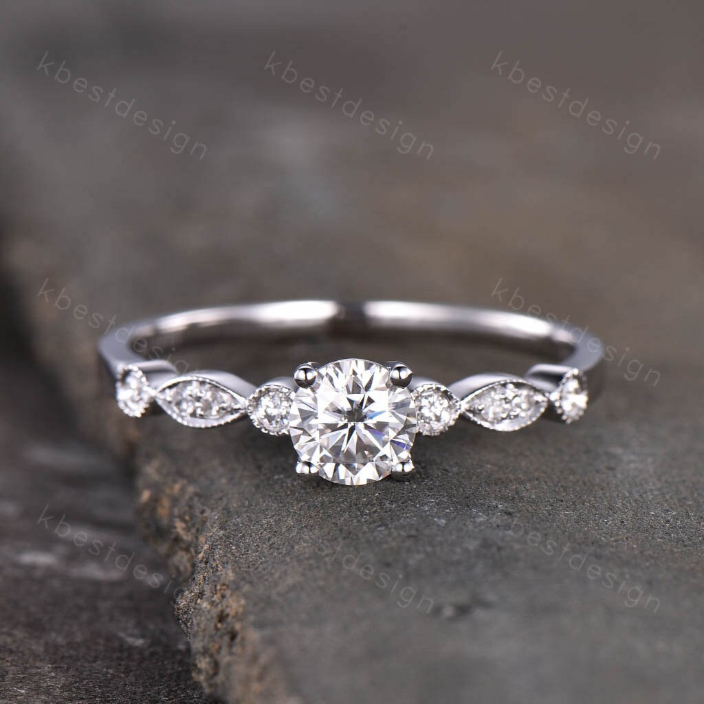 Rose Gold Engagement Ring, Dainty Ring, Promise Ring, CZ Engagement Ring, High Quality CZ Wedding Ring, Diamond Simulant Ring, Art Deco