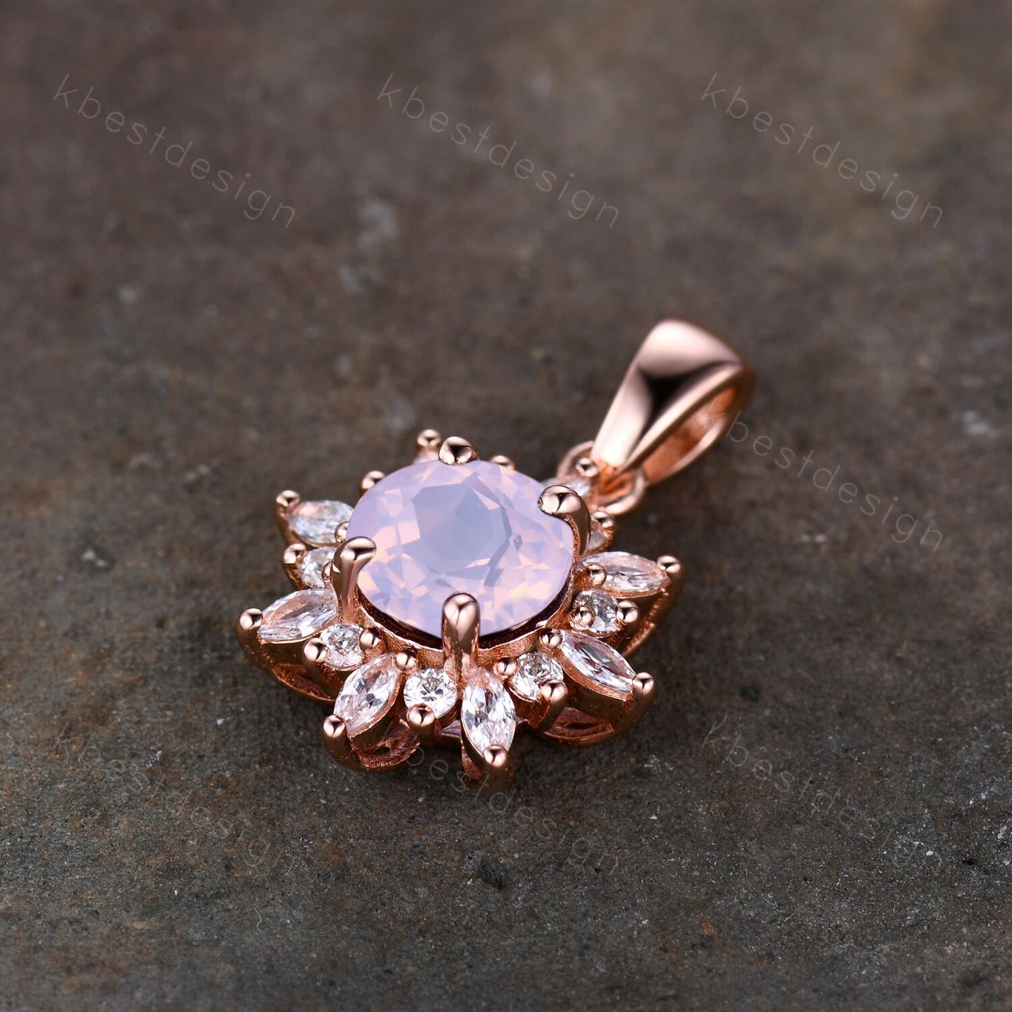 Rose Gold Lavender Amethyst Necklace, Unique Art Deco Amethyst Necklace For Women, February Birthstone Jewelry, Silver Pendant Necklace