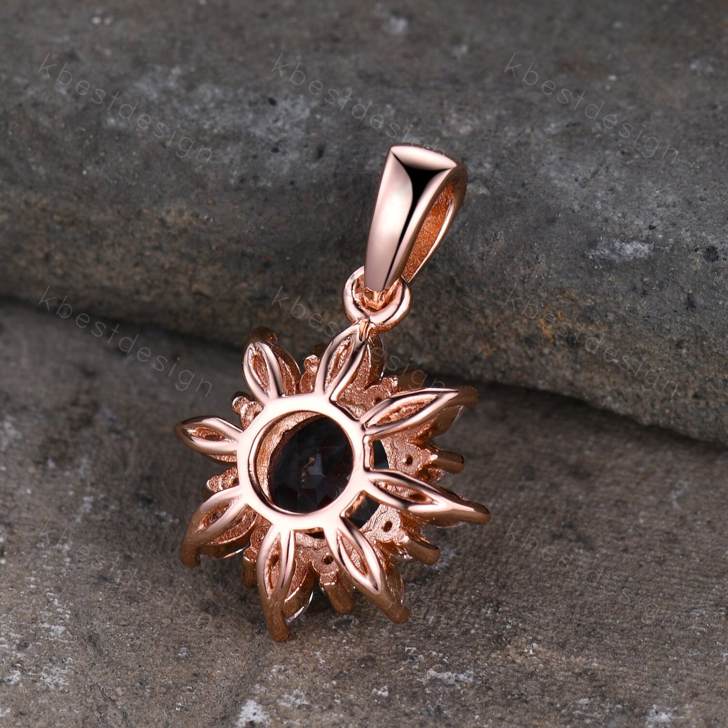 1CT Lab Alexandrite Necklace, Unique Round cut Pendant, Vintage Rose Gold Necklace, Alexandrite Silver Pendant, Birthstone necklace