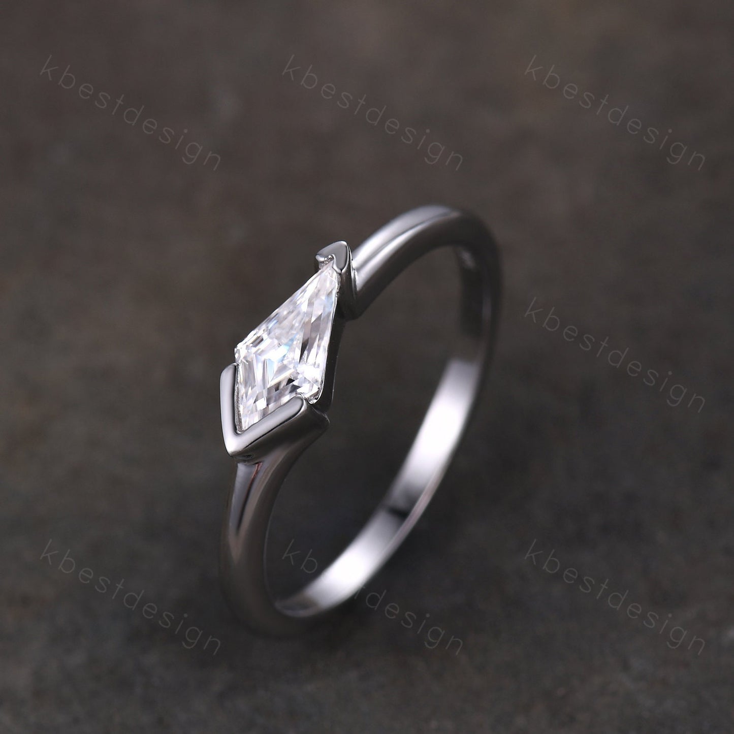 Vintage Moissanite Engagement Ring, Kite Cut Ring, Art Deco Moissanite Wedding Band, Unique Women Bridal Promise Ring, Silver Ring