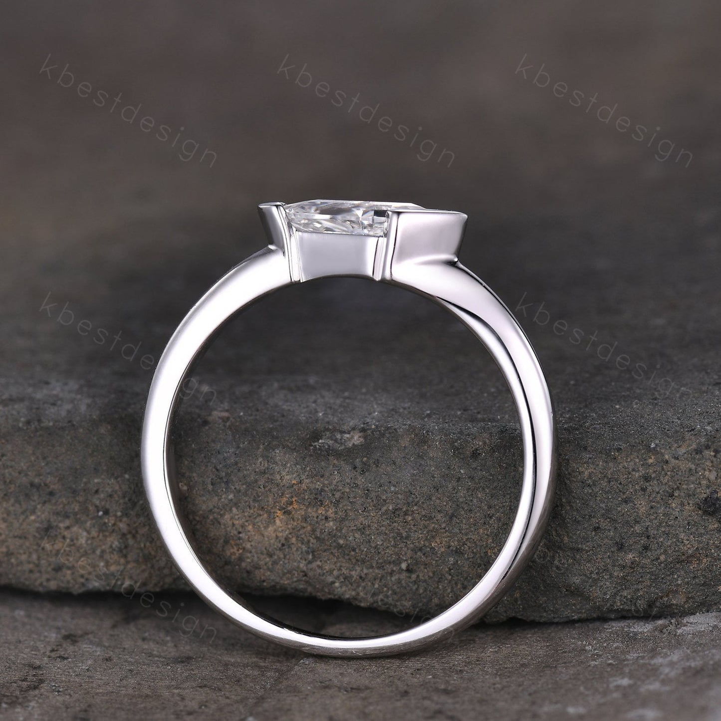 Vintage Moissanite Engagement Ring, Kite Cut Ring, Art Deco Moissanite Wedding Band, Unique Women Bridal Promise Ring, Silver Ring
