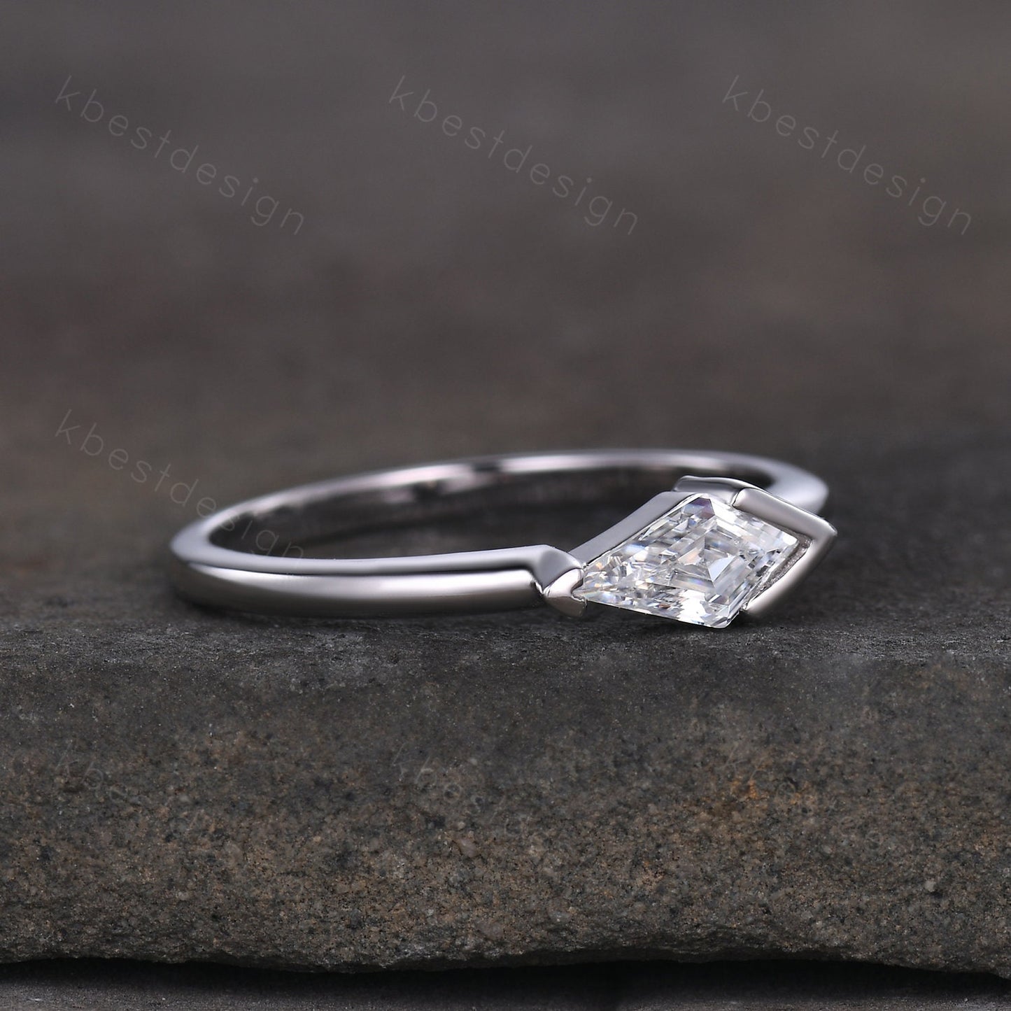 Vintage Moissanite Engagement Ring, Kite Cut Ring, Art Deco Moissanite Wedding Band, Unique Women Bridal Promise Ring, Silver Ring